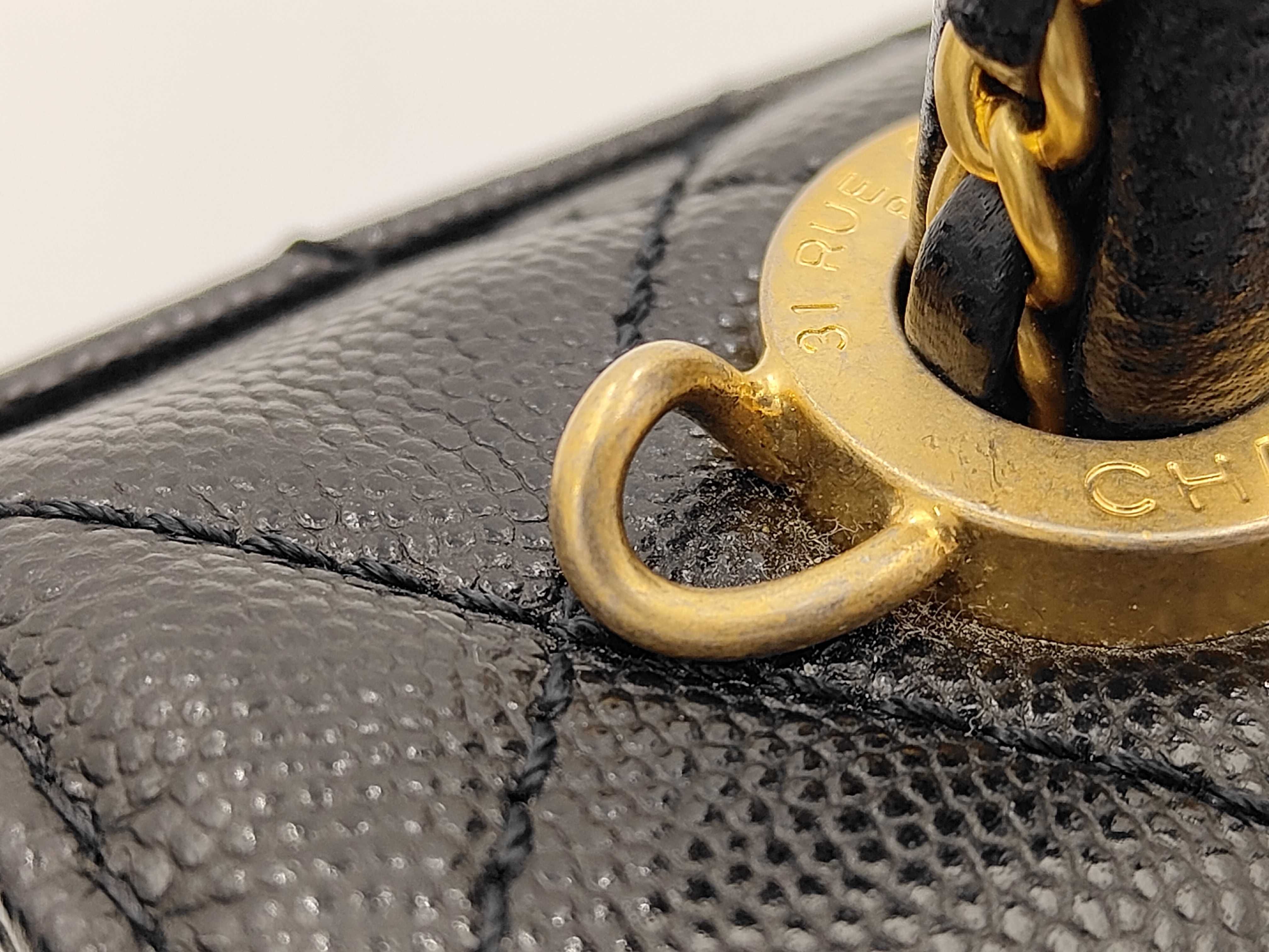 Coco Handle 19 XXS Chain Top Handle Matelassé Caviar Skin Black Gold Hardware AS2215 Shoulder Bag — view 12