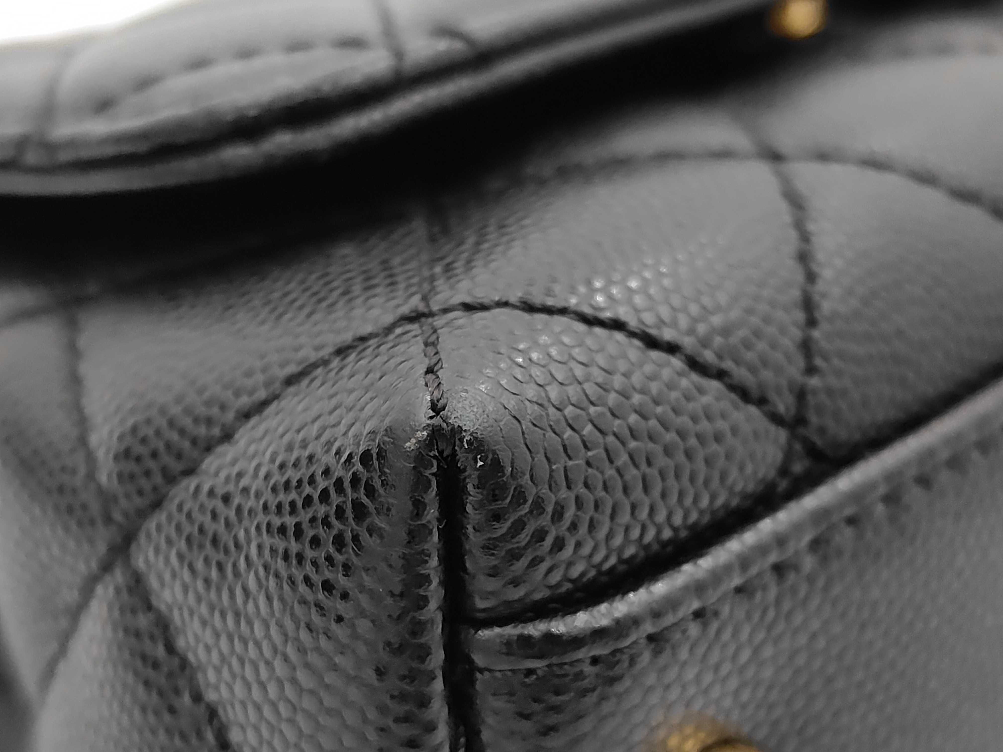 Coco Handle 19 XXS Chain Top Handle Matelassé Caviar Skin Black Gold Hardware AS2215 Shoulder Bag — view 6