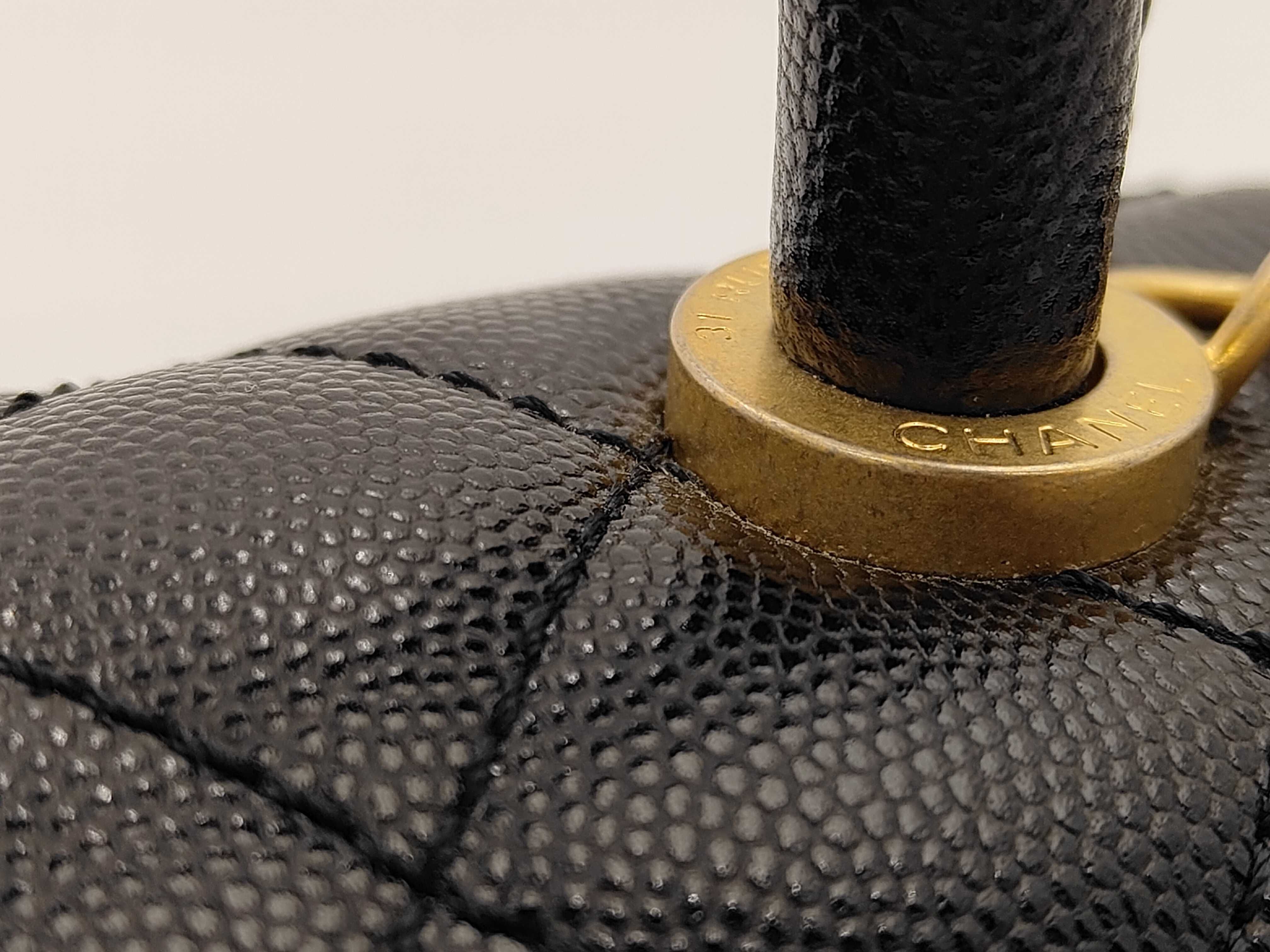 Coco Handle 19 XXS Chain Top Handle Matelassé Caviar Skin Black Gold Hardware AS2215 Shoulder Bag — view 7