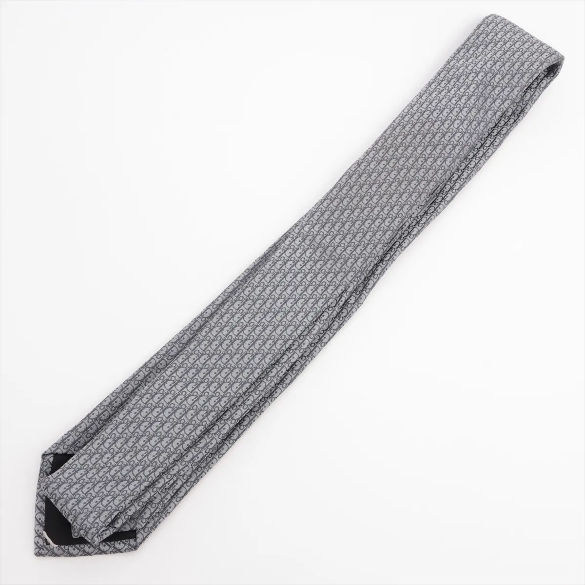 Oblique Tie, Silk, Gray, Shows signs of wear, — view 2