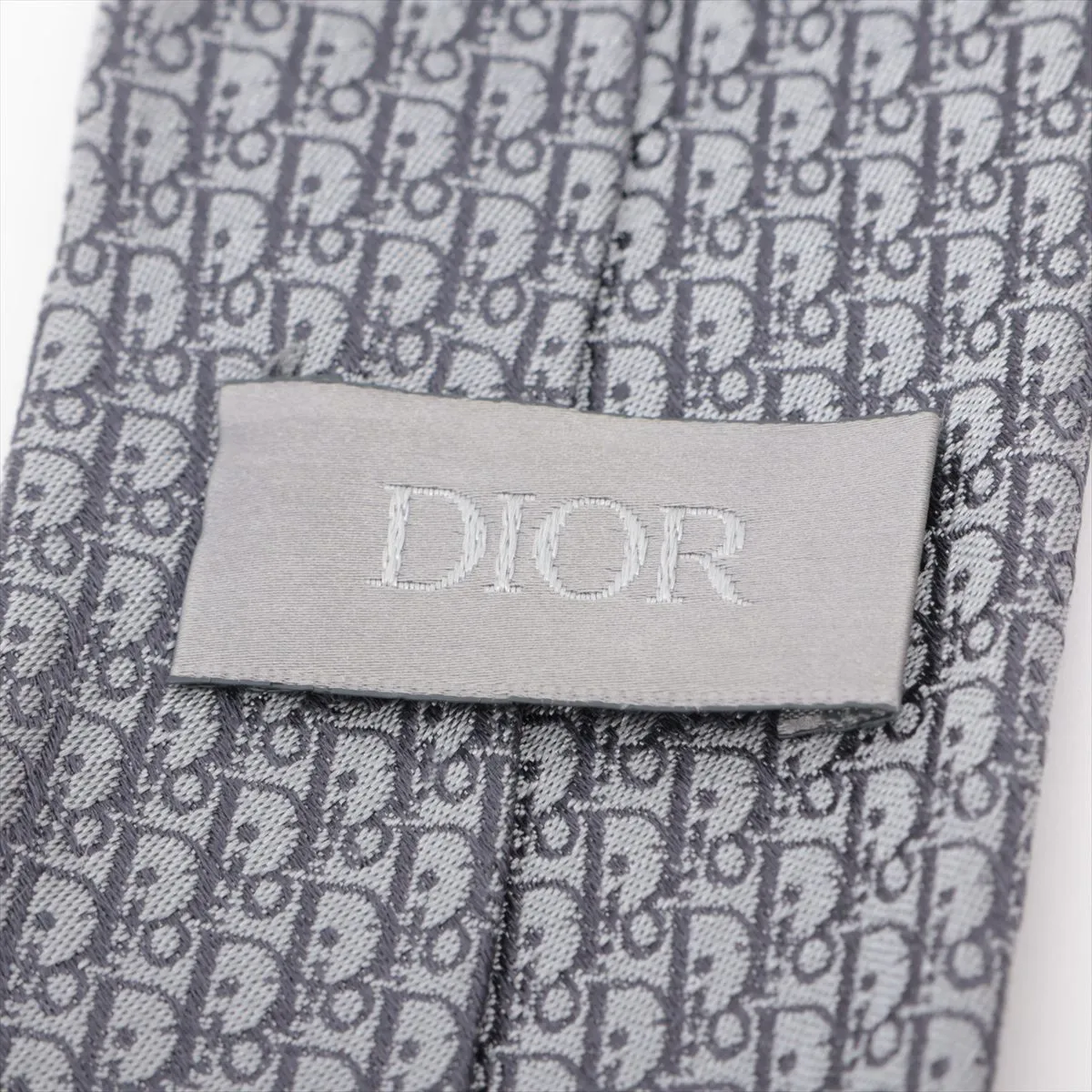 Oblique Tie, Silk, Gray, Shows signs of wear, — view 3