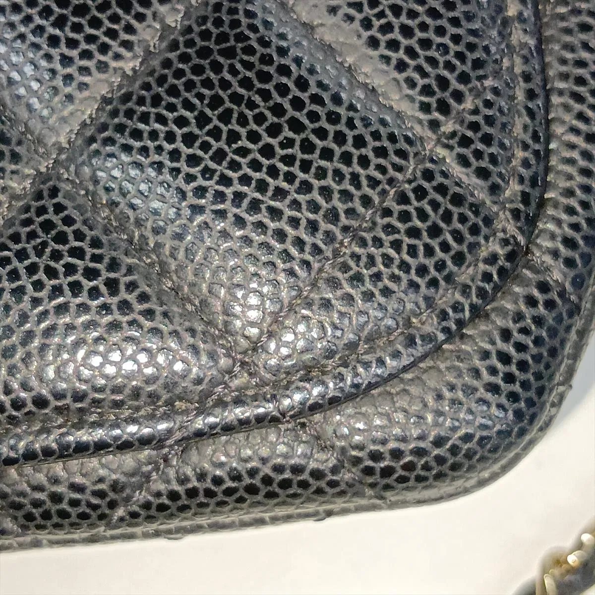 Matelassé Caviar Skin Chain Shoulder Bag, Eyewear, Black with Gold Hardware, 31762339, Serial Number 31 — view 11