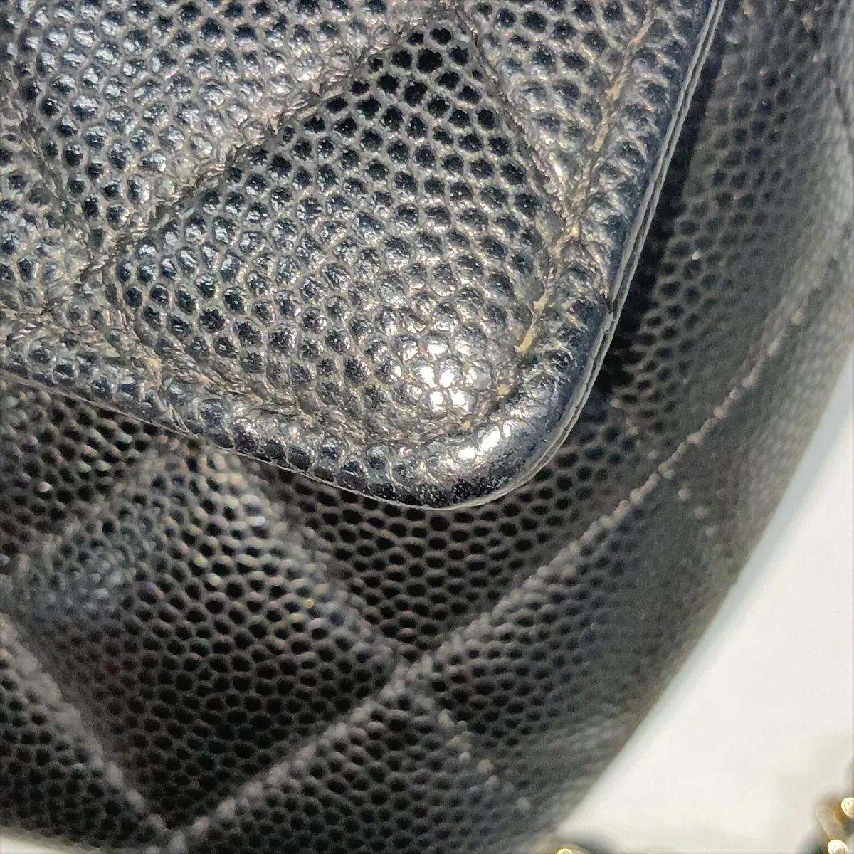 Matelassé Caviar Skin Chain Shoulder Bag, Eyewear, Black with Gold Hardware, 31762339, Serial Number 31 — view 13