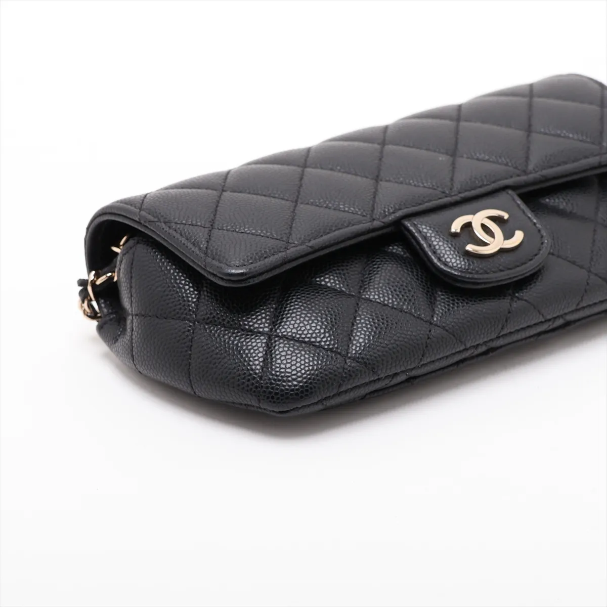 Matelassé Caviar Skin Chain Shoulder Bag, Eyewear, Black with Gold Hardware, 31762339, Serial Number 31 — view 4