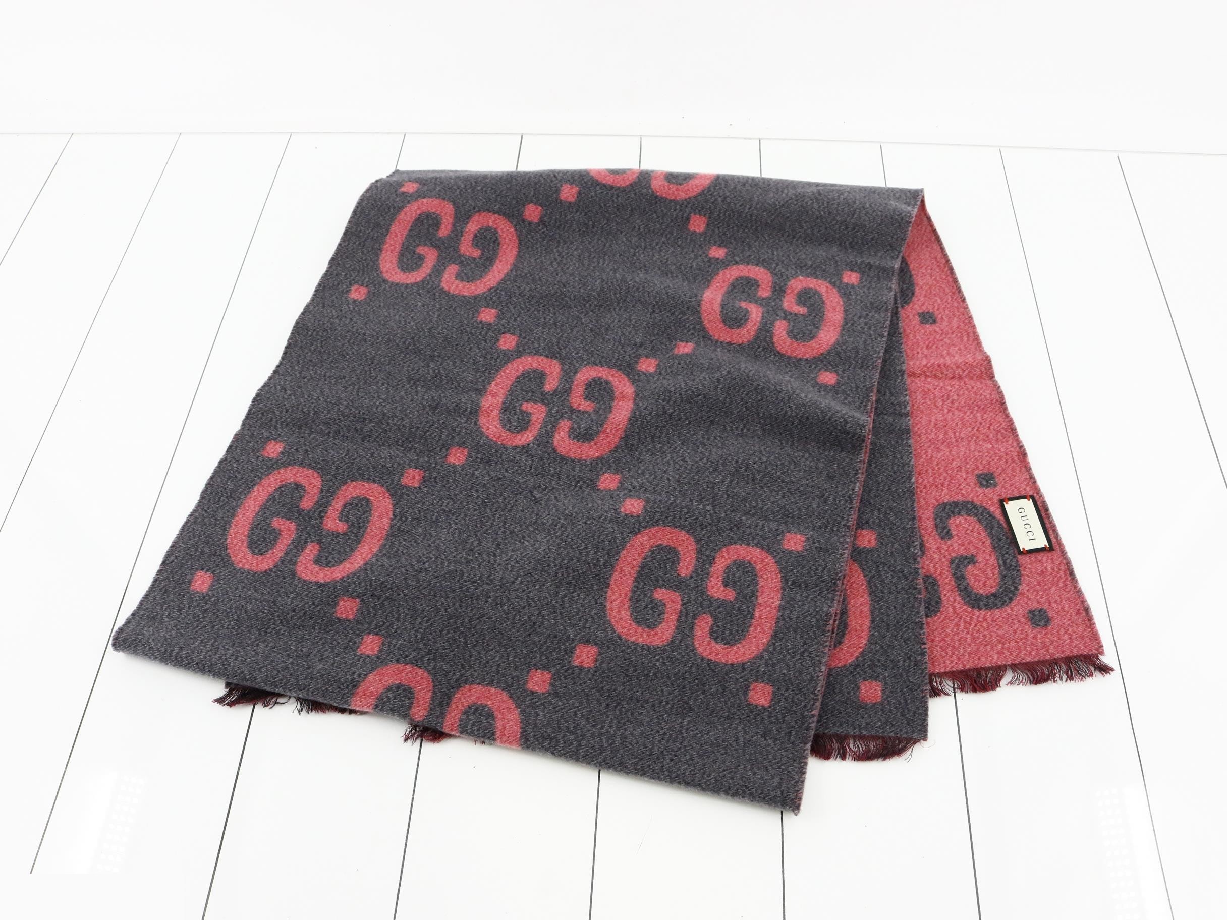 New tag Jumbo GG scarf Pink Gray — view 3