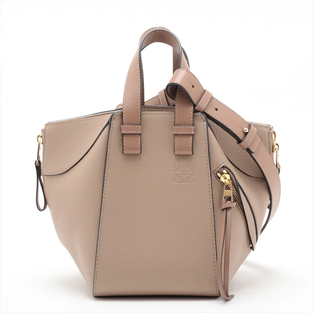 Hammock Compact Leather 2-Way Handbag, Brown