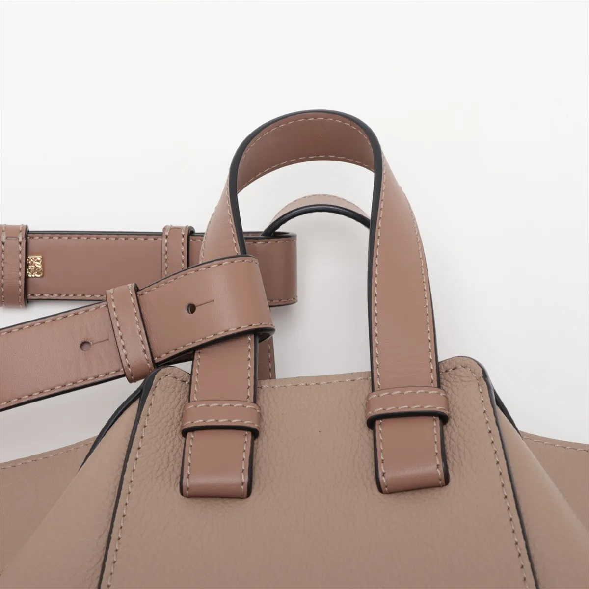 Hammock Compact Leather 2-Way Handbag, Brown — view 6