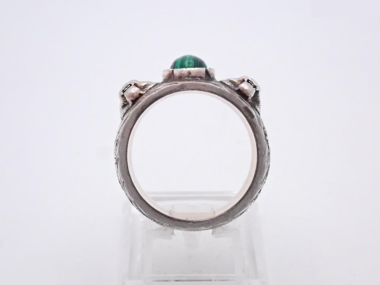 Arabesque Malachite, 925 sterling silver, 18.4g, stamped "23", actual size #21 — view 3