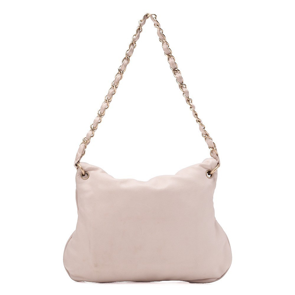 Lambskin ball charm chain shoulder bag, pink, gold hardware, size 8. — view 2