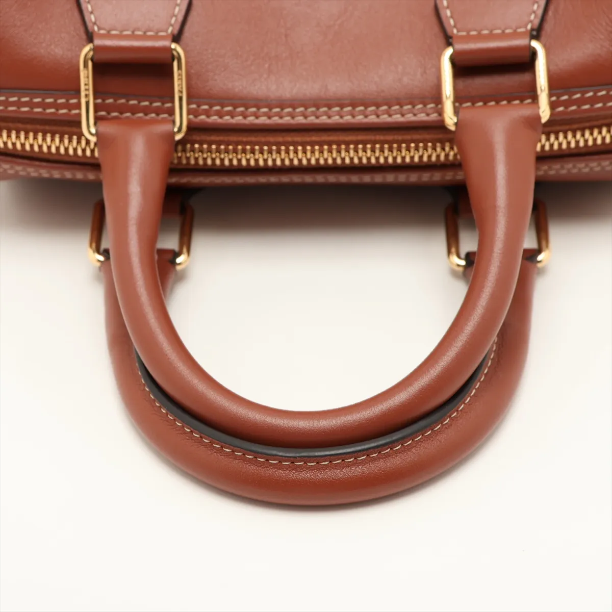 Cuir Triomphe Small Boston Leather 2-Way Handbag, Brown — view 5