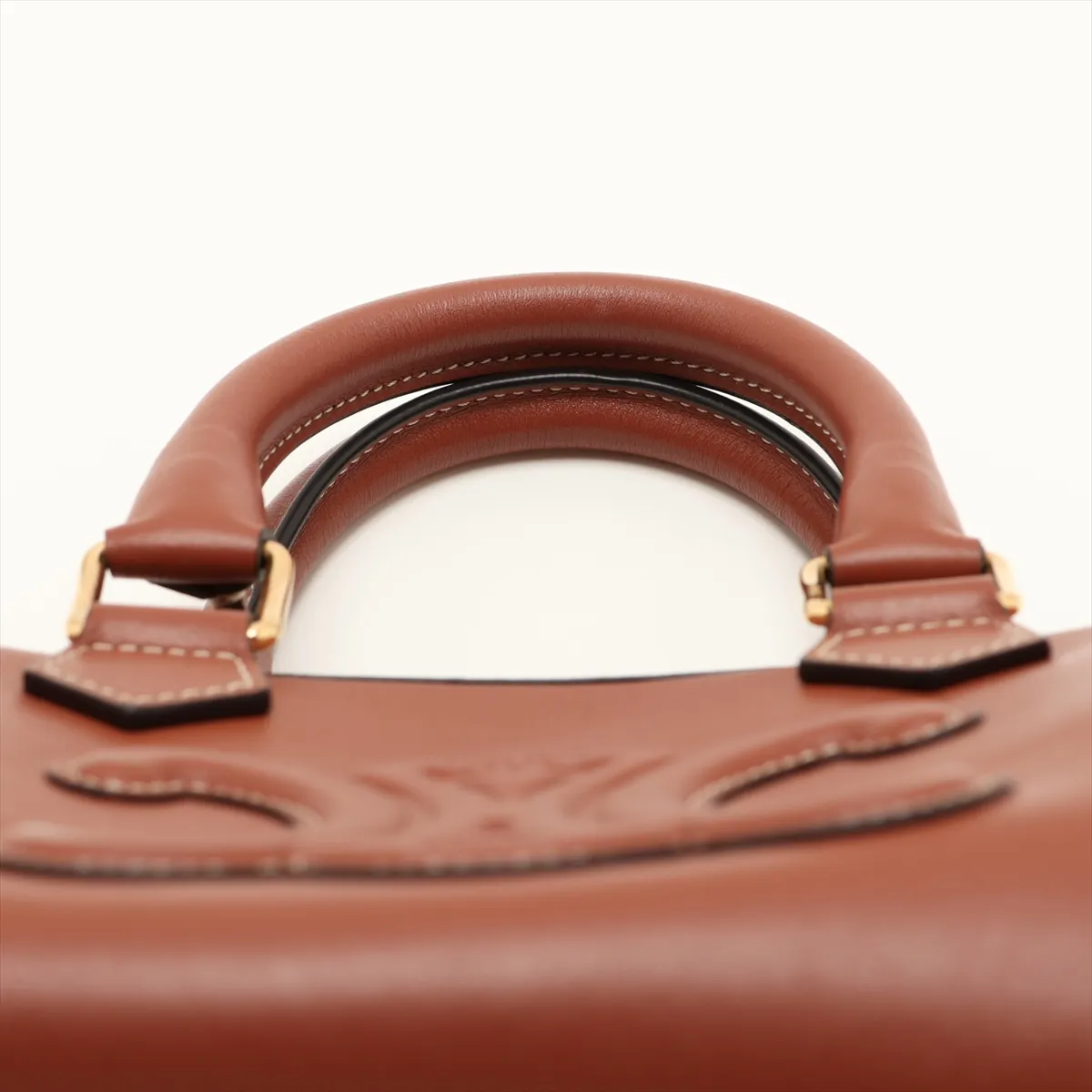 Cuir Triomphe Small Boston Leather 2-Way Handbag, Brown — view 6