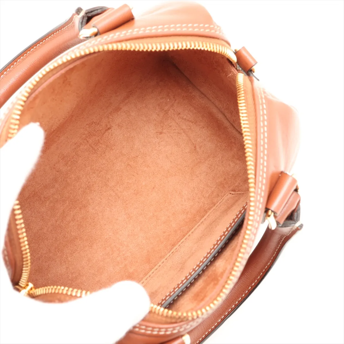 Cuir Triomphe Small Boston Leather 2-Way Handbag, Brown — view 8