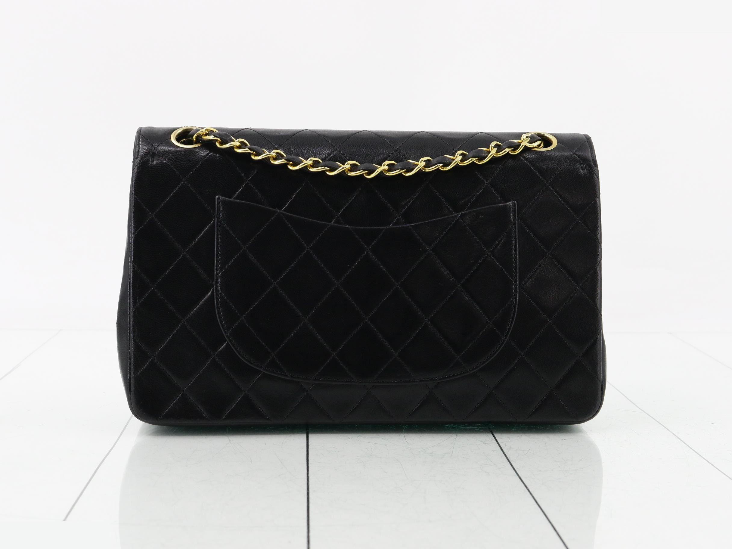 Matelassé 25 Lambskin Double Flap Double Chain Black — view 2