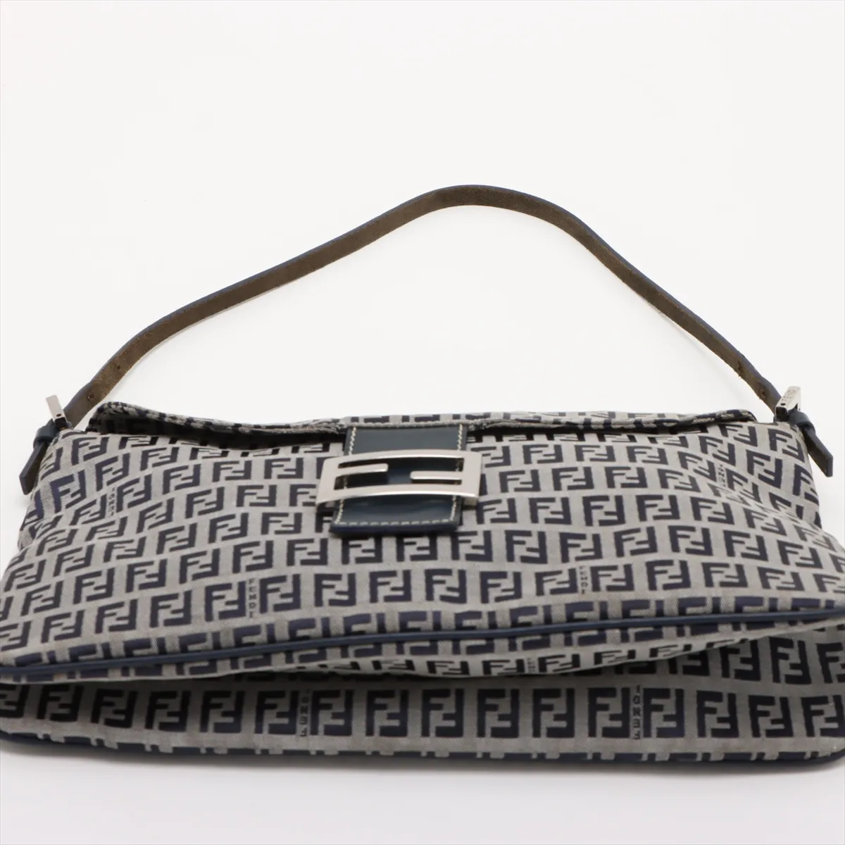 Zucchino Canvas x Leather Shoulder Bag Navy x Gray 26796 — view 6