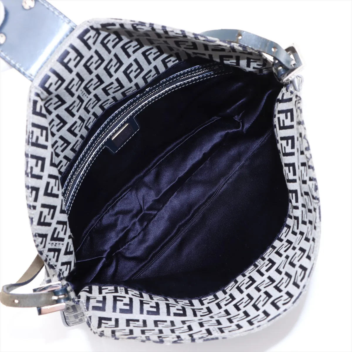 Zucchino Canvas x Leather Shoulder Bag Navy x Gray 26796 — view 7
