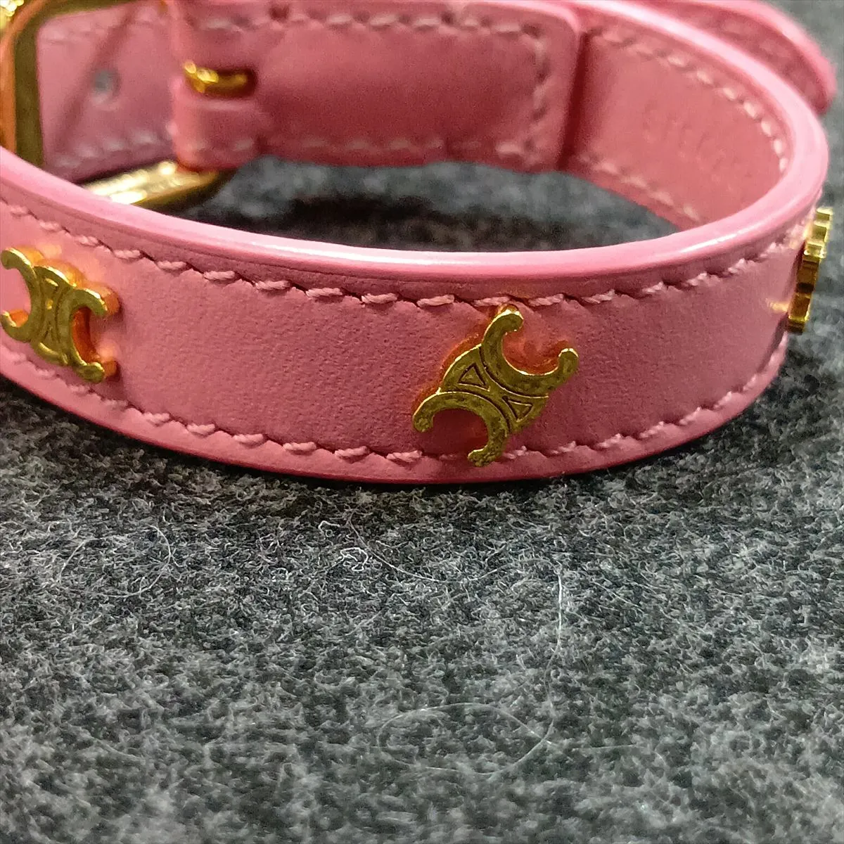 Triomphe SFE4261 Bracelet, GP x Leather, Pink x Gold. Shows signs of wear: — view 7