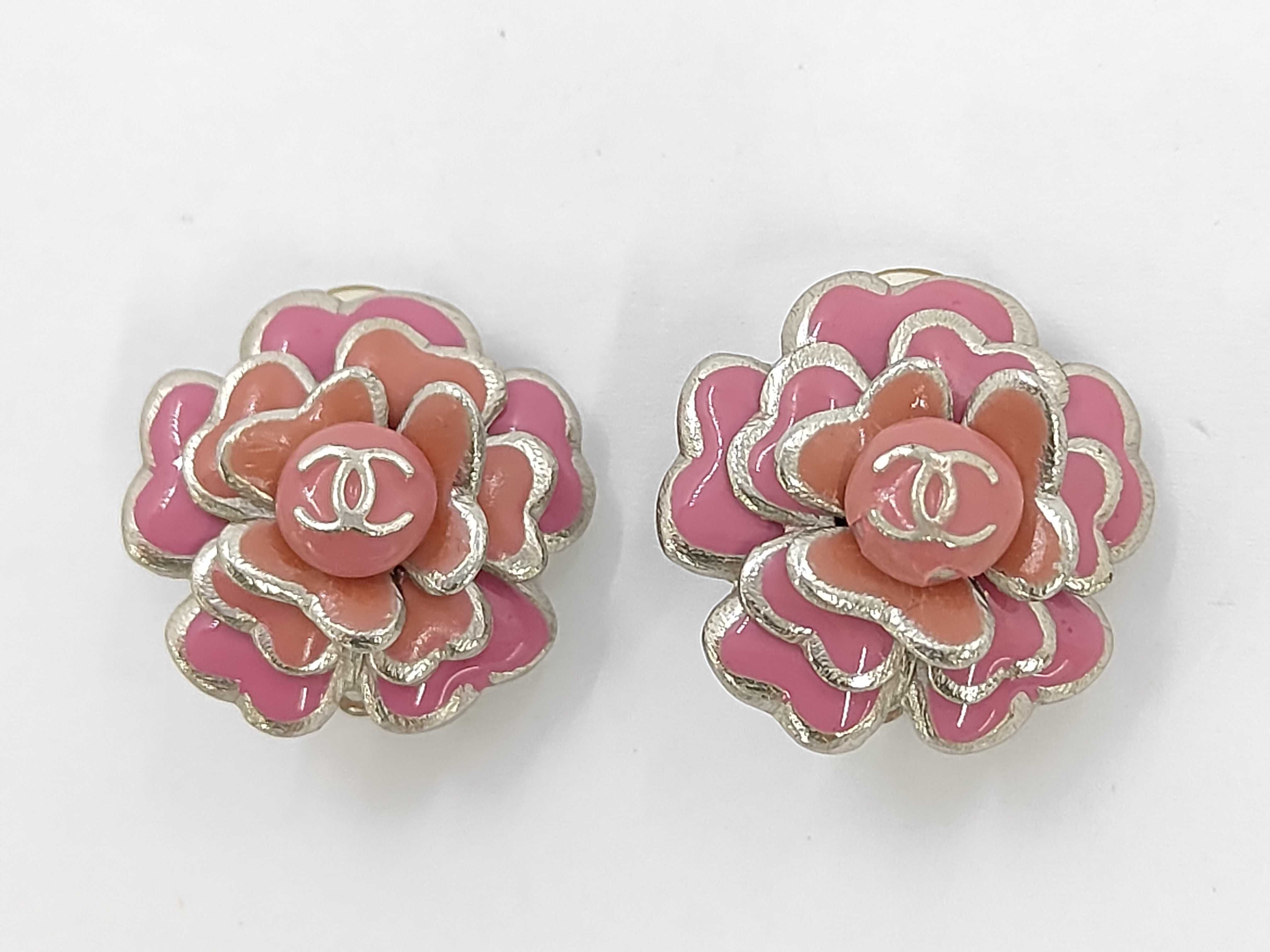 Camellia Coco Pink x Silver Yellow Gold Earrings