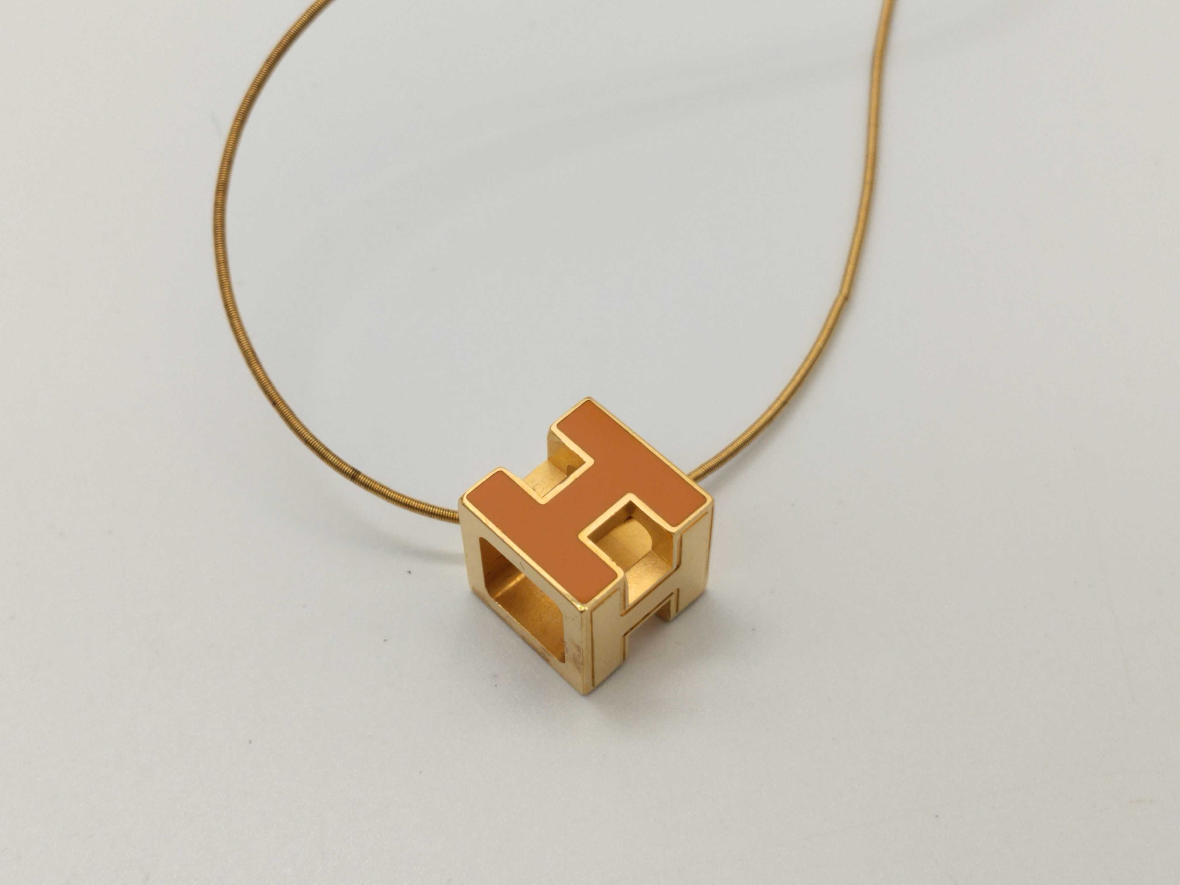 Cage d'H H Logo Orange Gold Necklace with Box — view 2