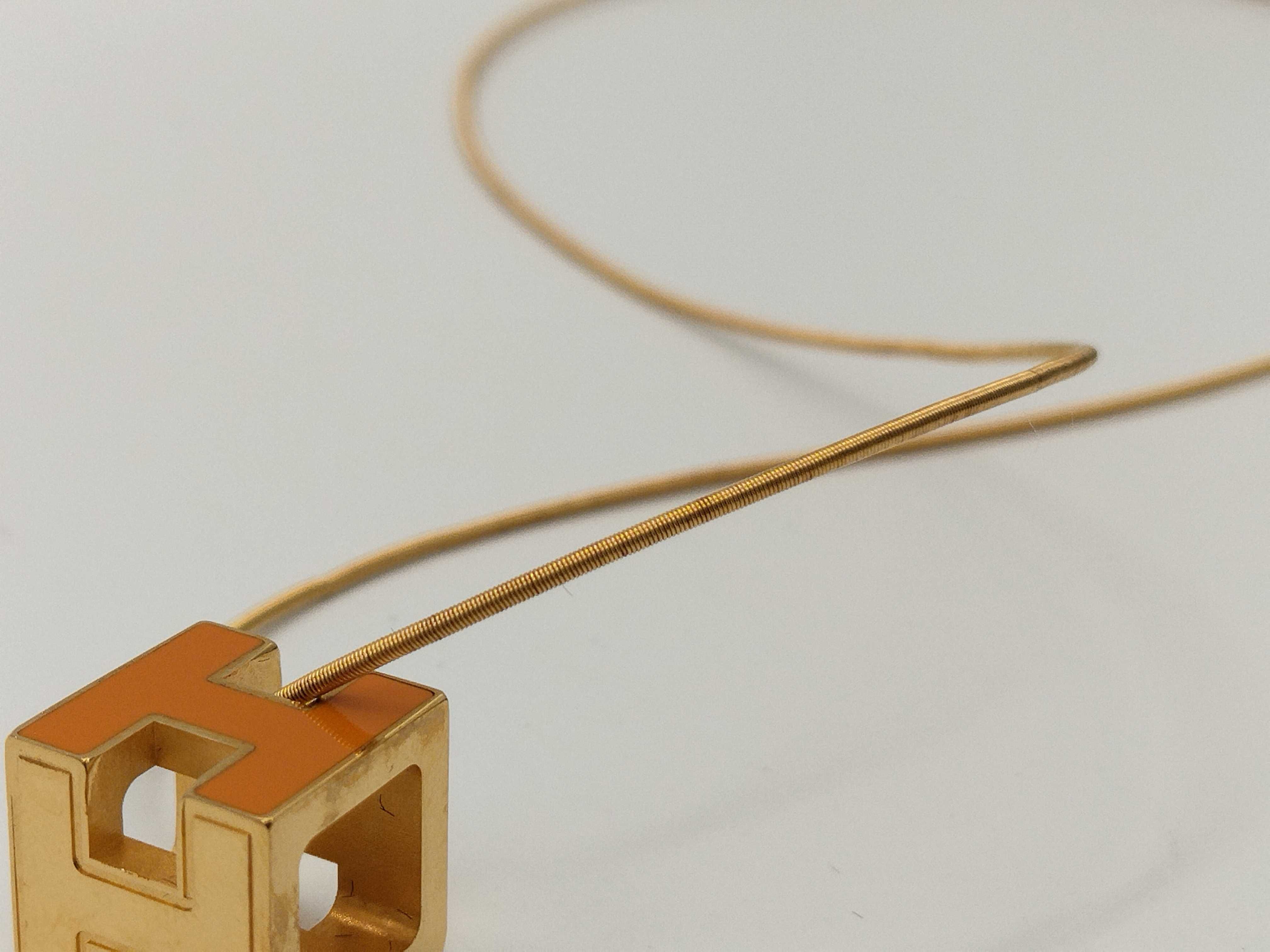 Cage d'H H Logo Orange Gold Necklace with Box — view 5