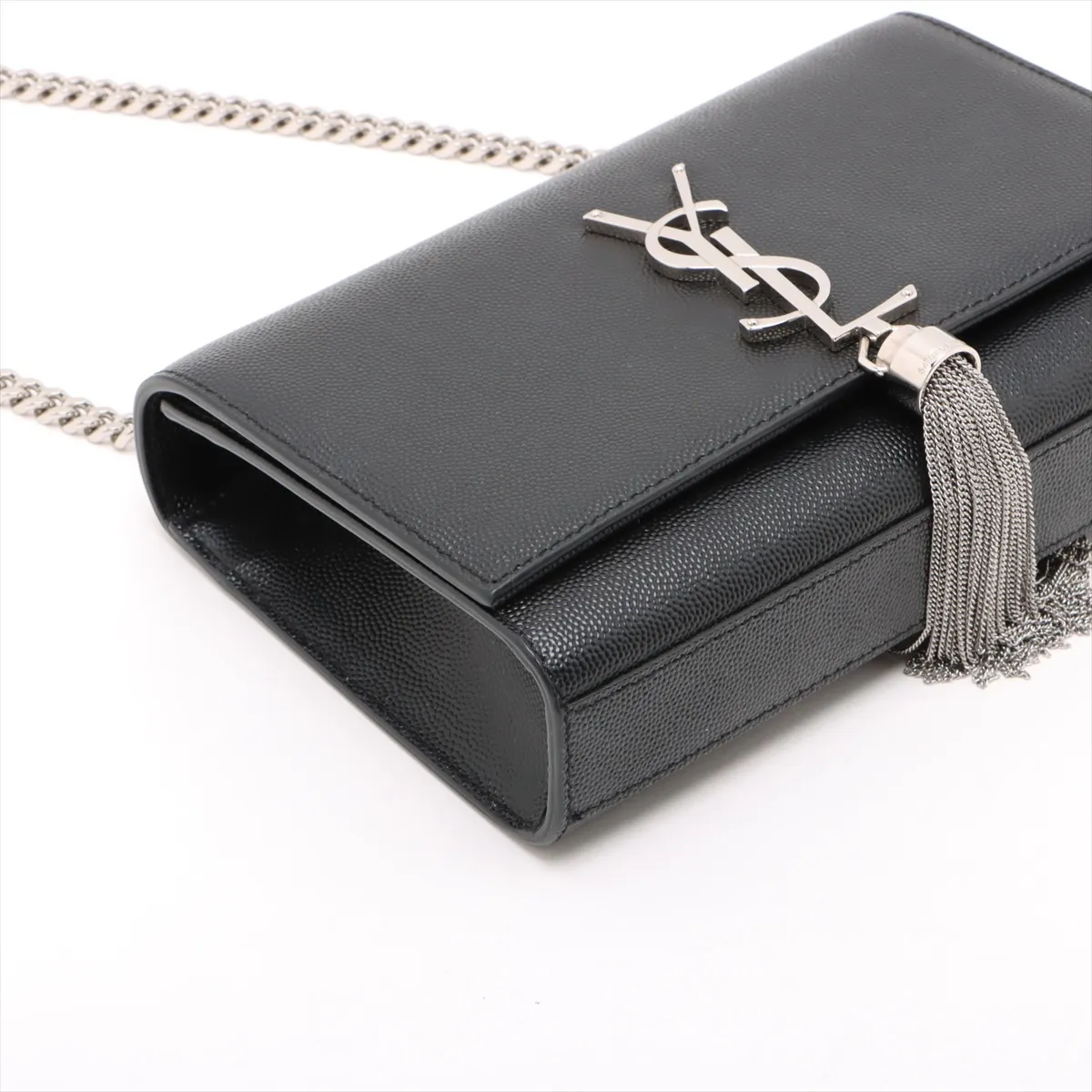 Classic Kate Leather Chain Shoulder Bag, Black, 474366 — view 4