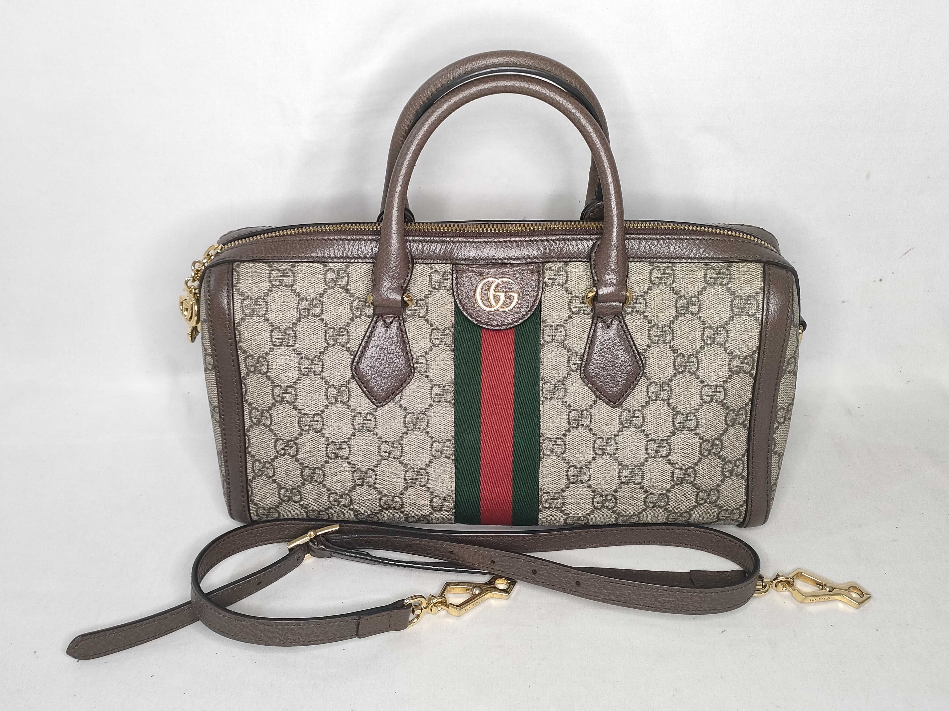 GG Supreme ID-GG Supreme Ophidia PVC & Cowhide 2-Way Shoulder Bag Brown 524532 Handbag