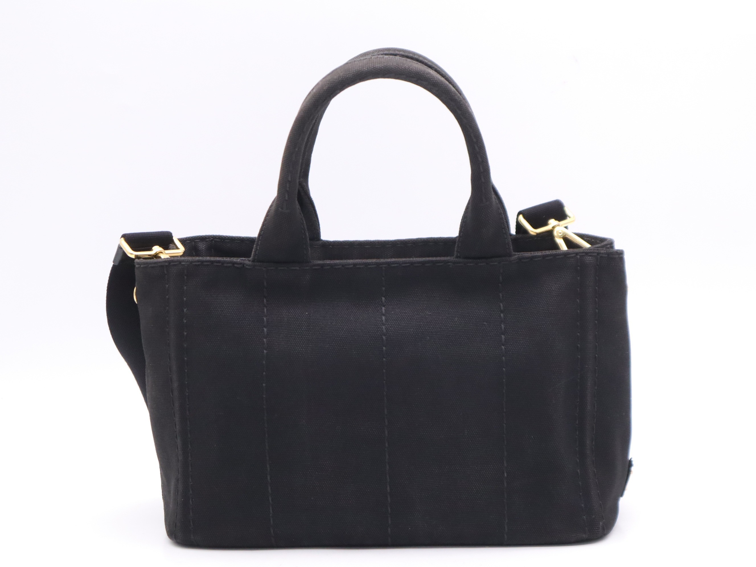 Canvas Canapa Mini Tote Bag with Shoulder Strap, Black — view 2