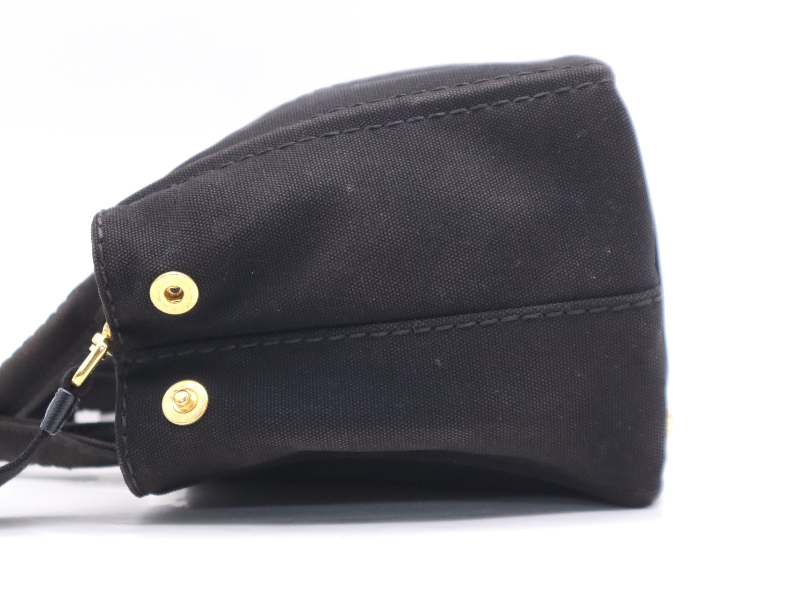 Canvas Canapa Mini Tote Bag with Shoulder Strap, Black — view 3