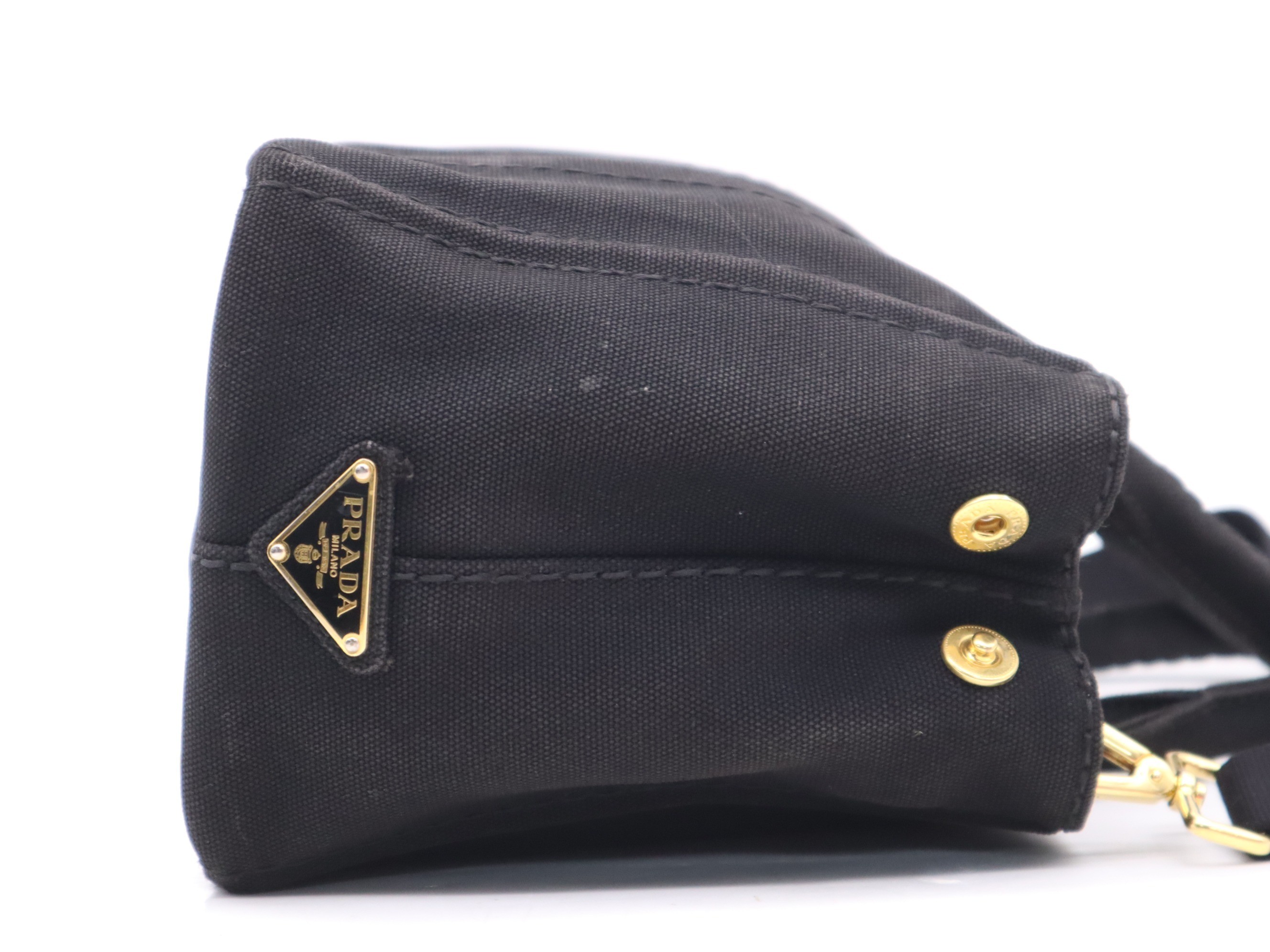 Canvas Canapa Mini Tote Bag with Shoulder Strap, Black — view 5