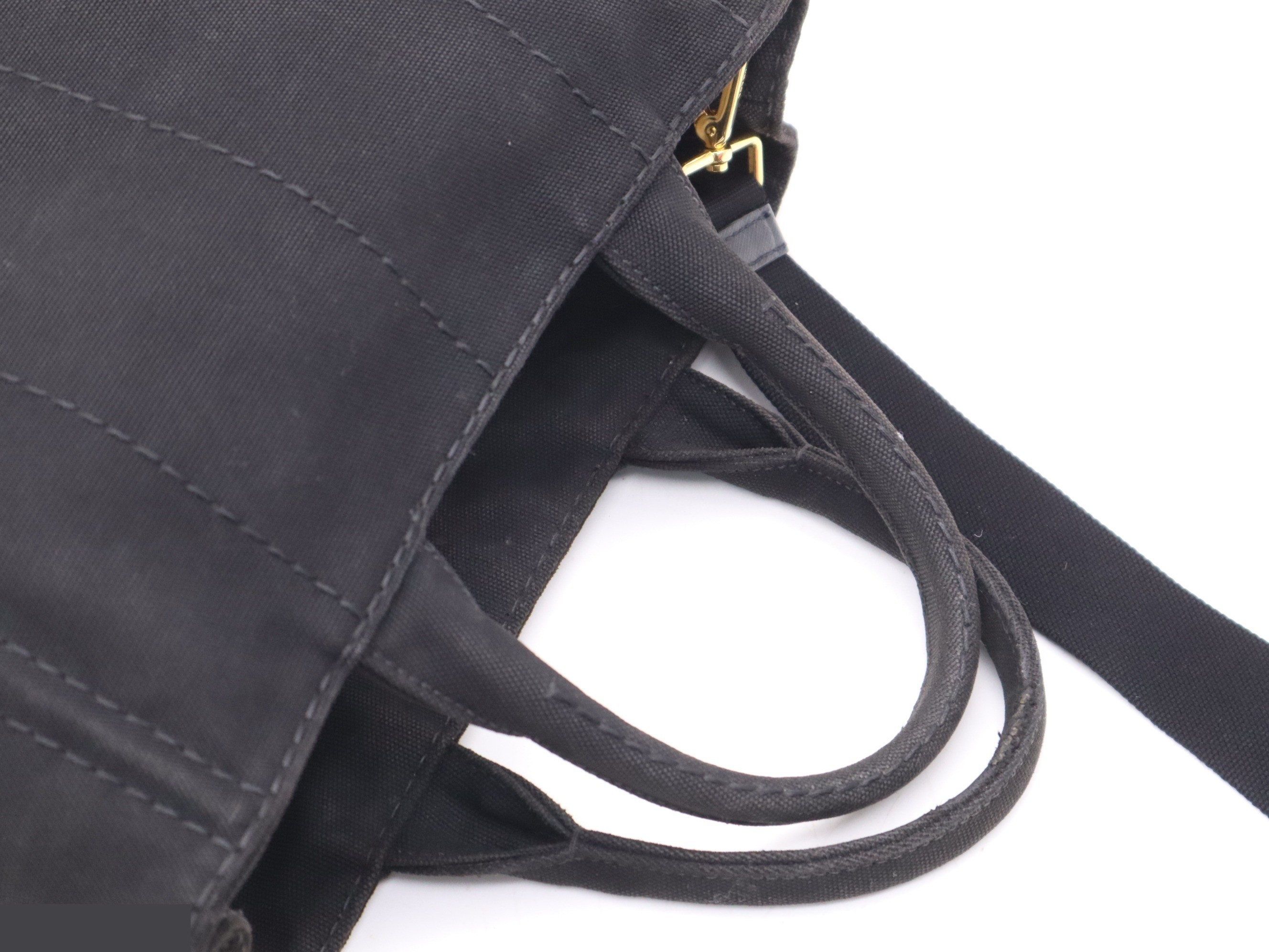 Canvas Canapa Mini Tote Bag with Shoulder Strap, Black — view 6