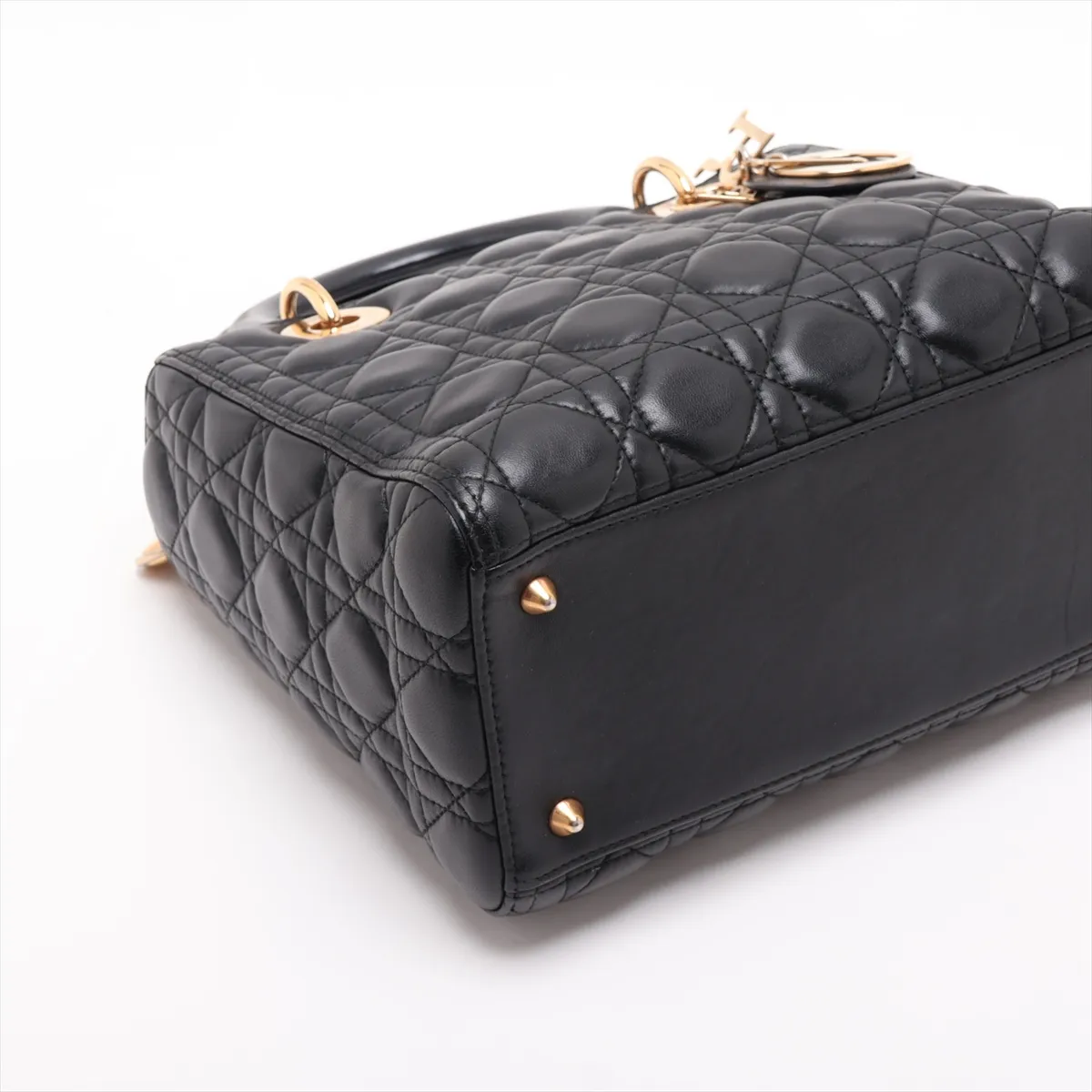 Cannage Lady Dior Leather 2-Way Handbag, Black — view 4