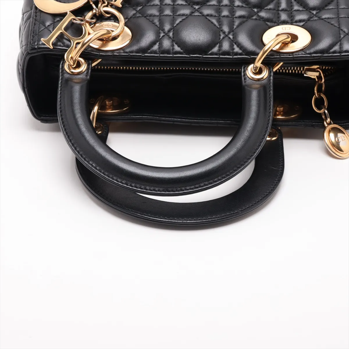 Cannage Lady Dior Leather 2-Way Handbag, Black — view 5