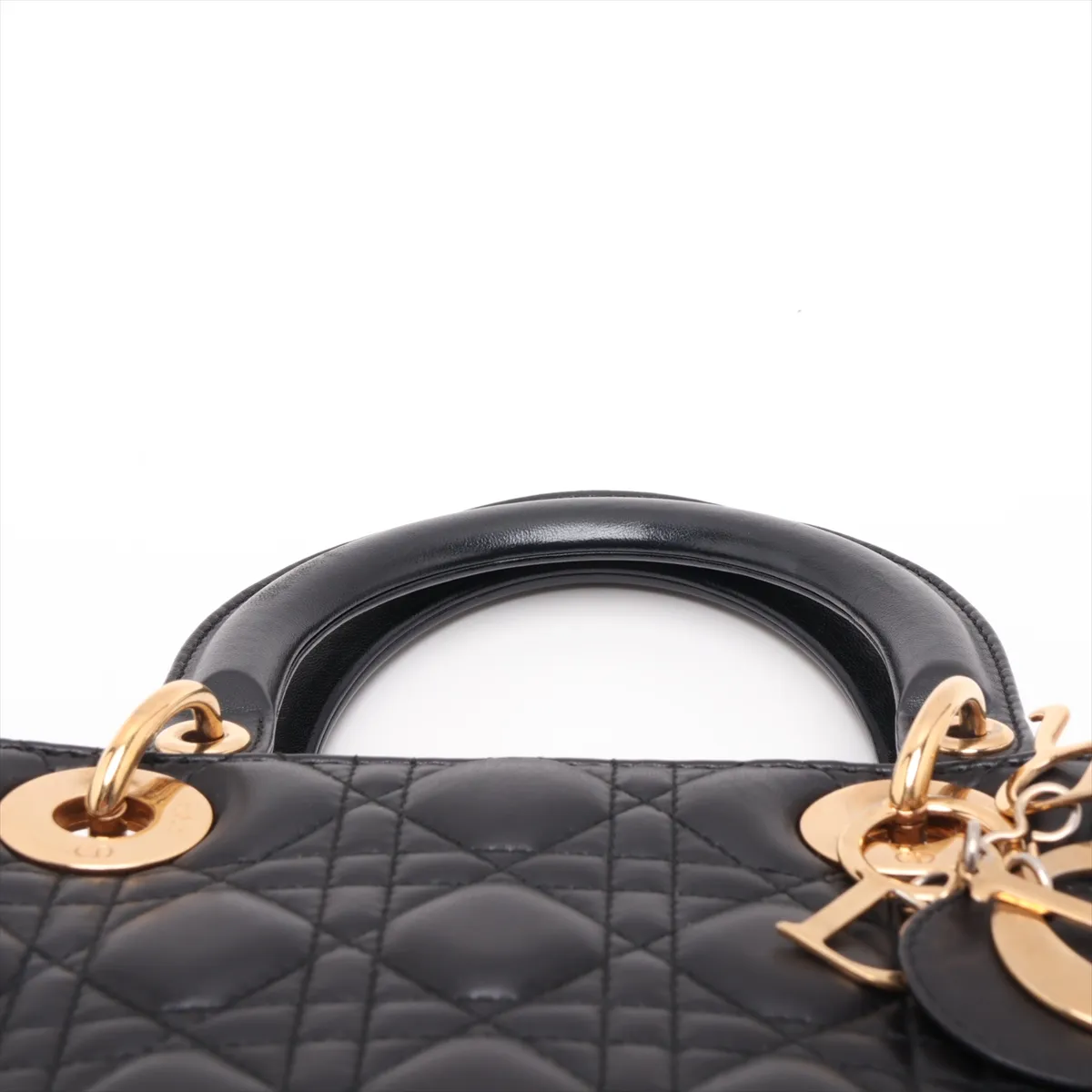 Cannage Lady Dior Leather 2-Way Handbag, Black — view 6