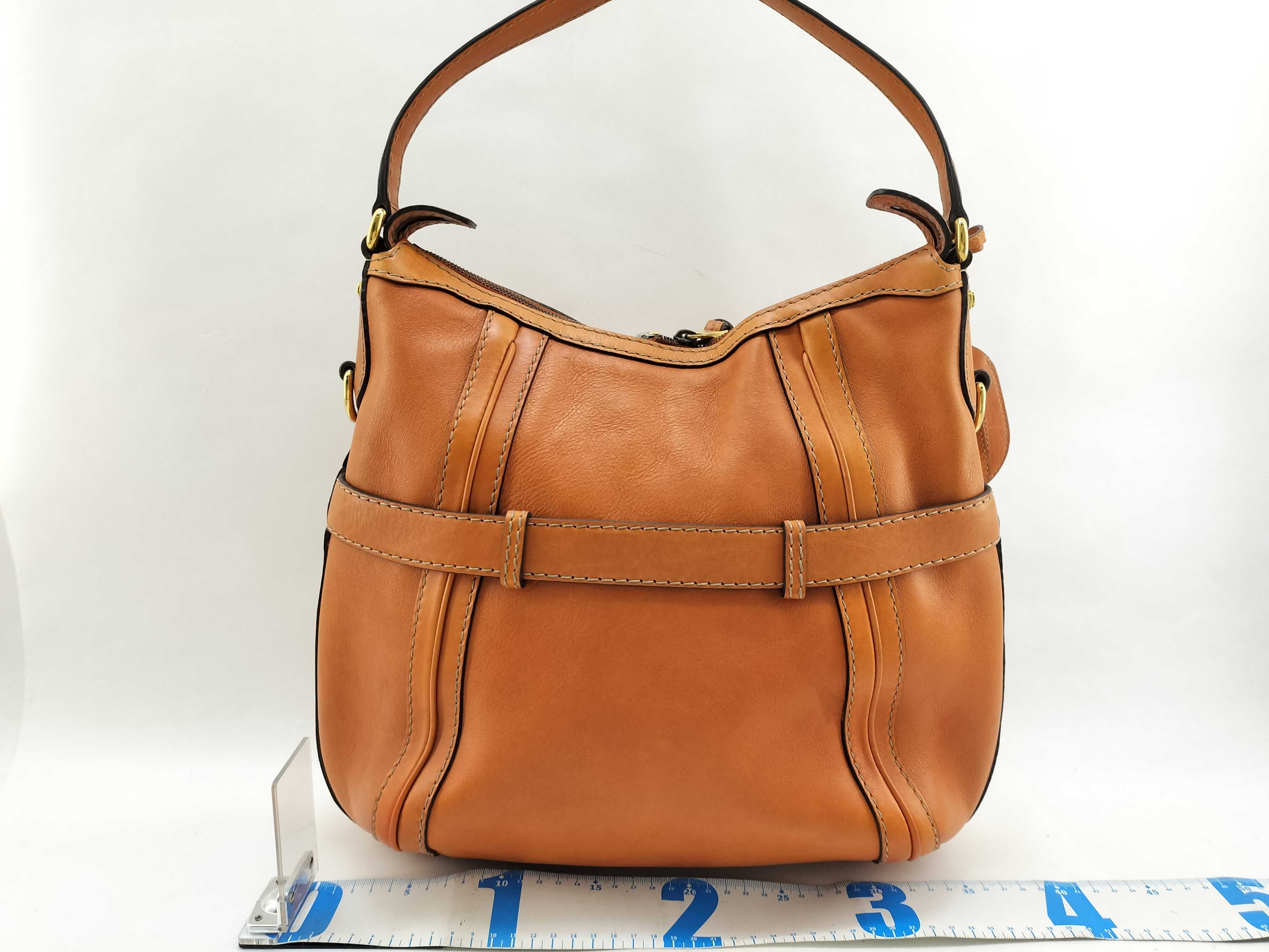 Orange Leather Double G Buckle Shoulder Bag with Long Shoulder Strap — view 2