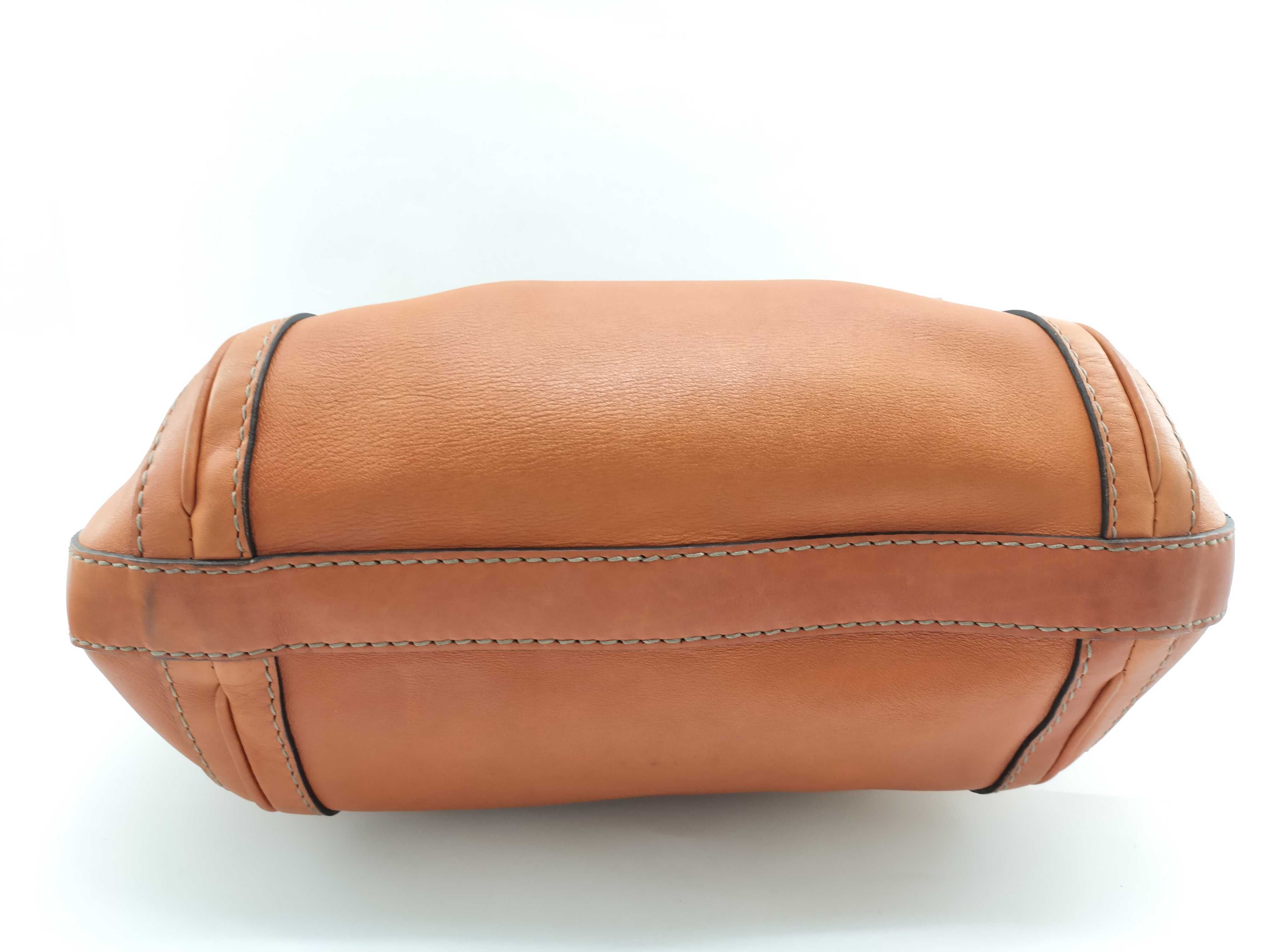 Orange Leather Double G Buckle Shoulder Bag with Long Shoulder Strap — view 3