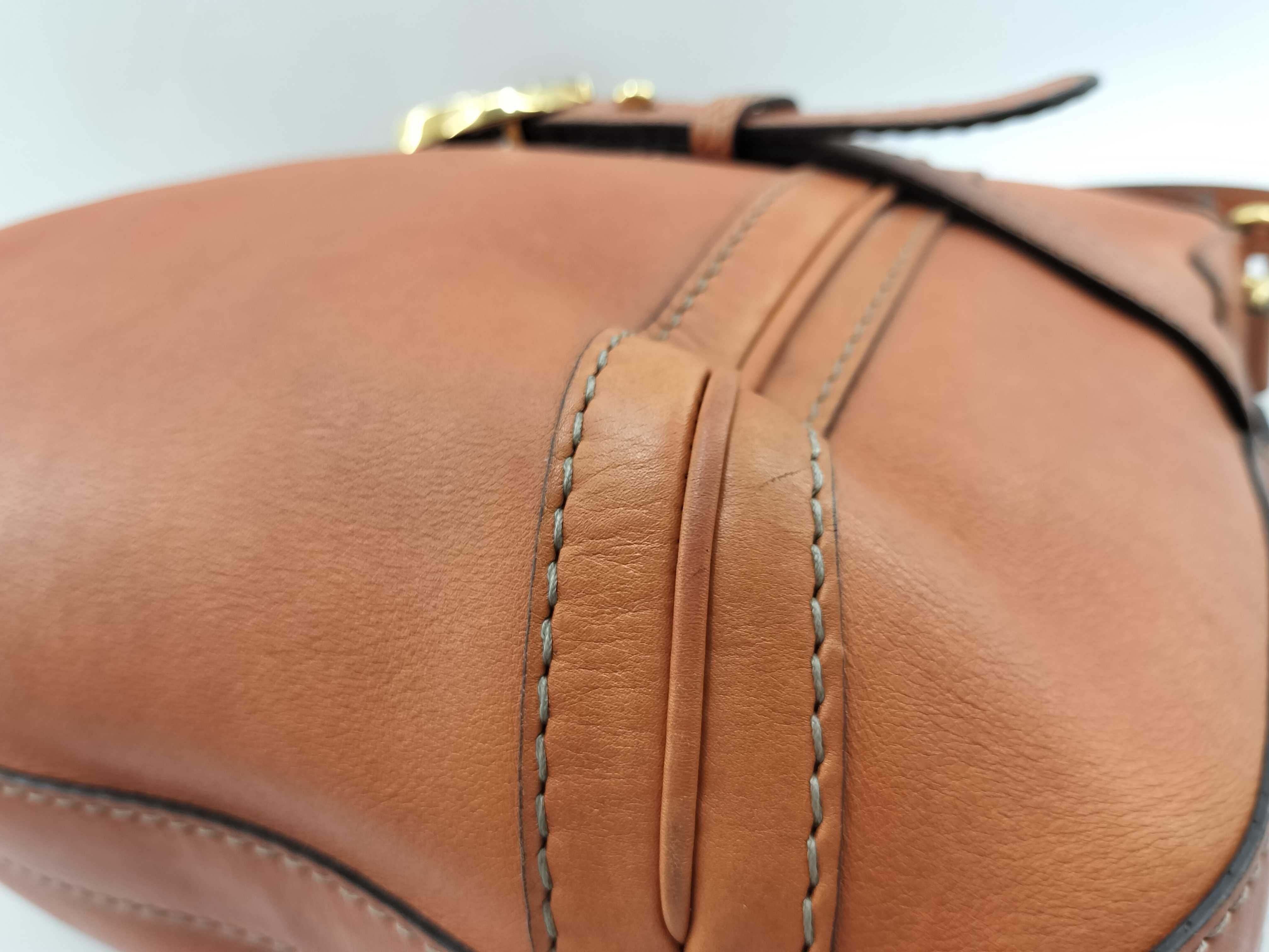 Orange Leather Double G Buckle Shoulder Bag with Long Shoulder Strap — view 5