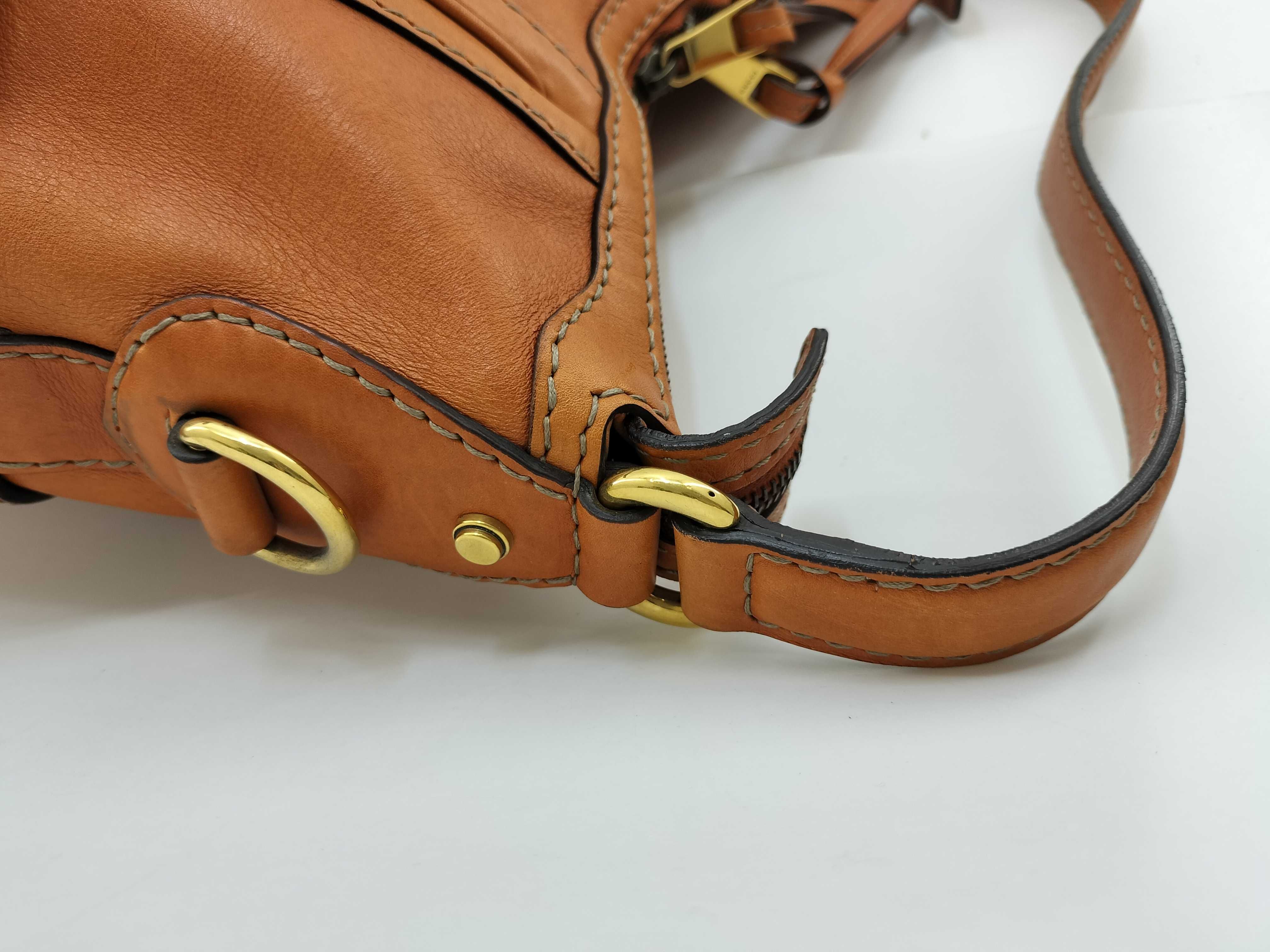 Orange Leather Double G Buckle Shoulder Bag with Long Shoulder Strap — view 6