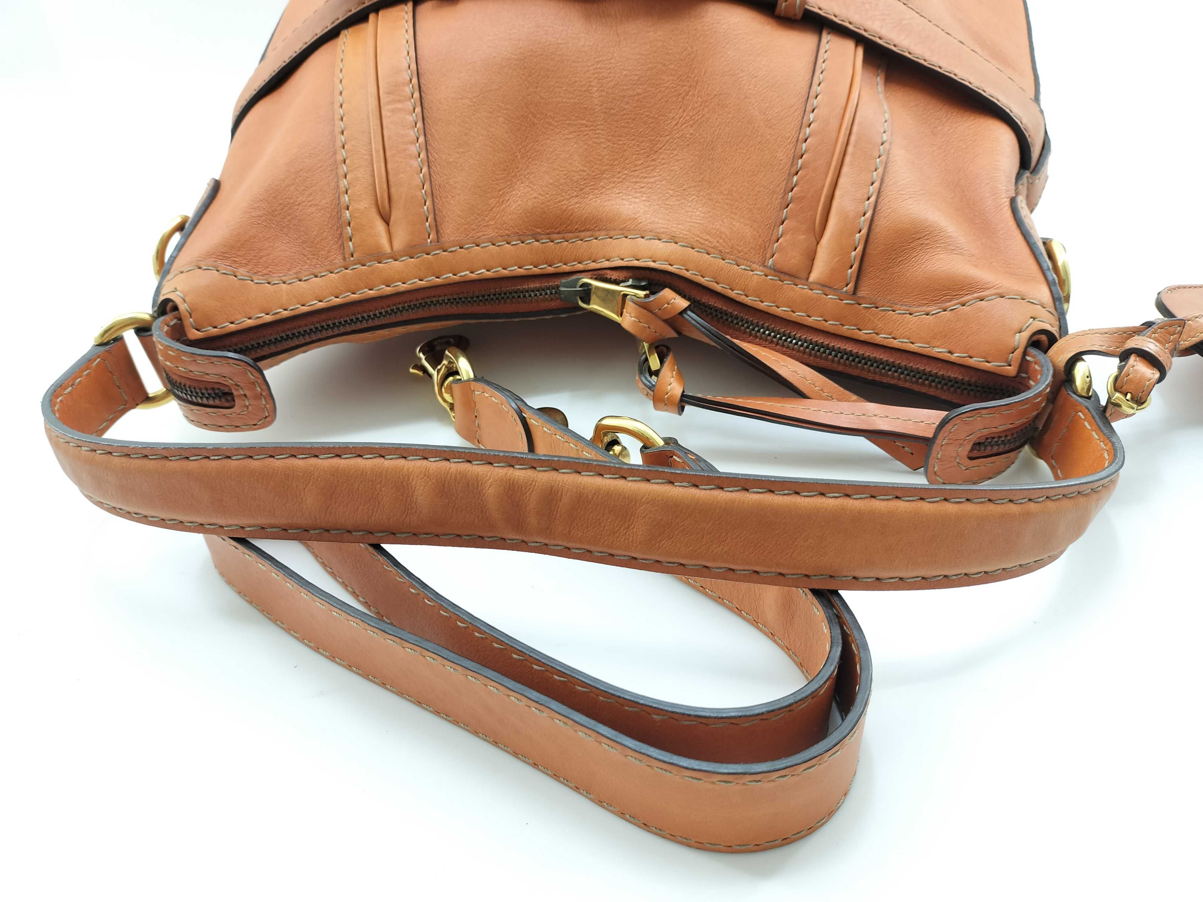 Orange Leather Double G Buckle Shoulder Bag with Long Shoulder Strap — view 8