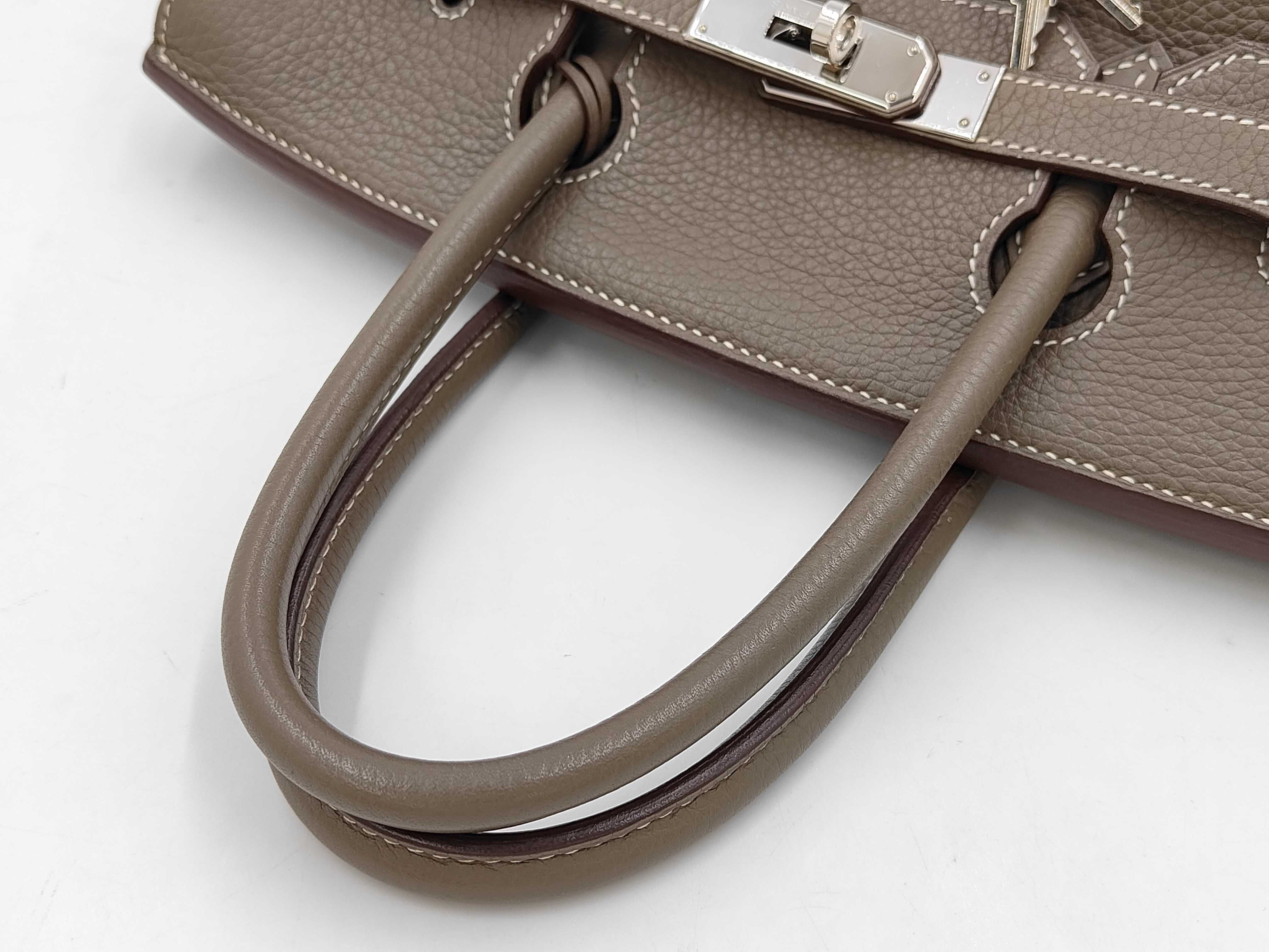 Birkin 30, gray, silver hardware, M stamp, handbag — view 3
