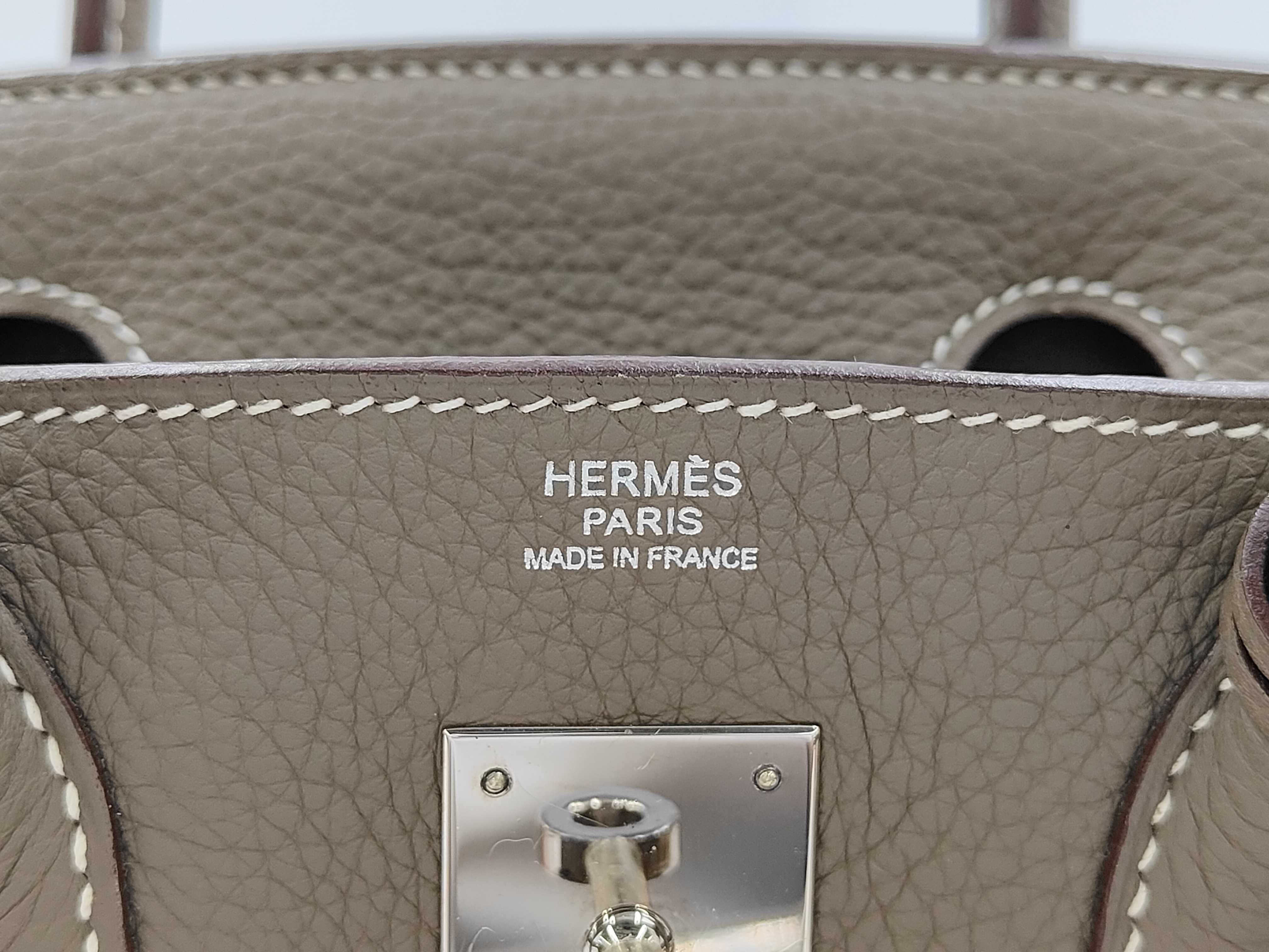 Birkin 30, gray, silver hardware, M stamp, handbag — view 10