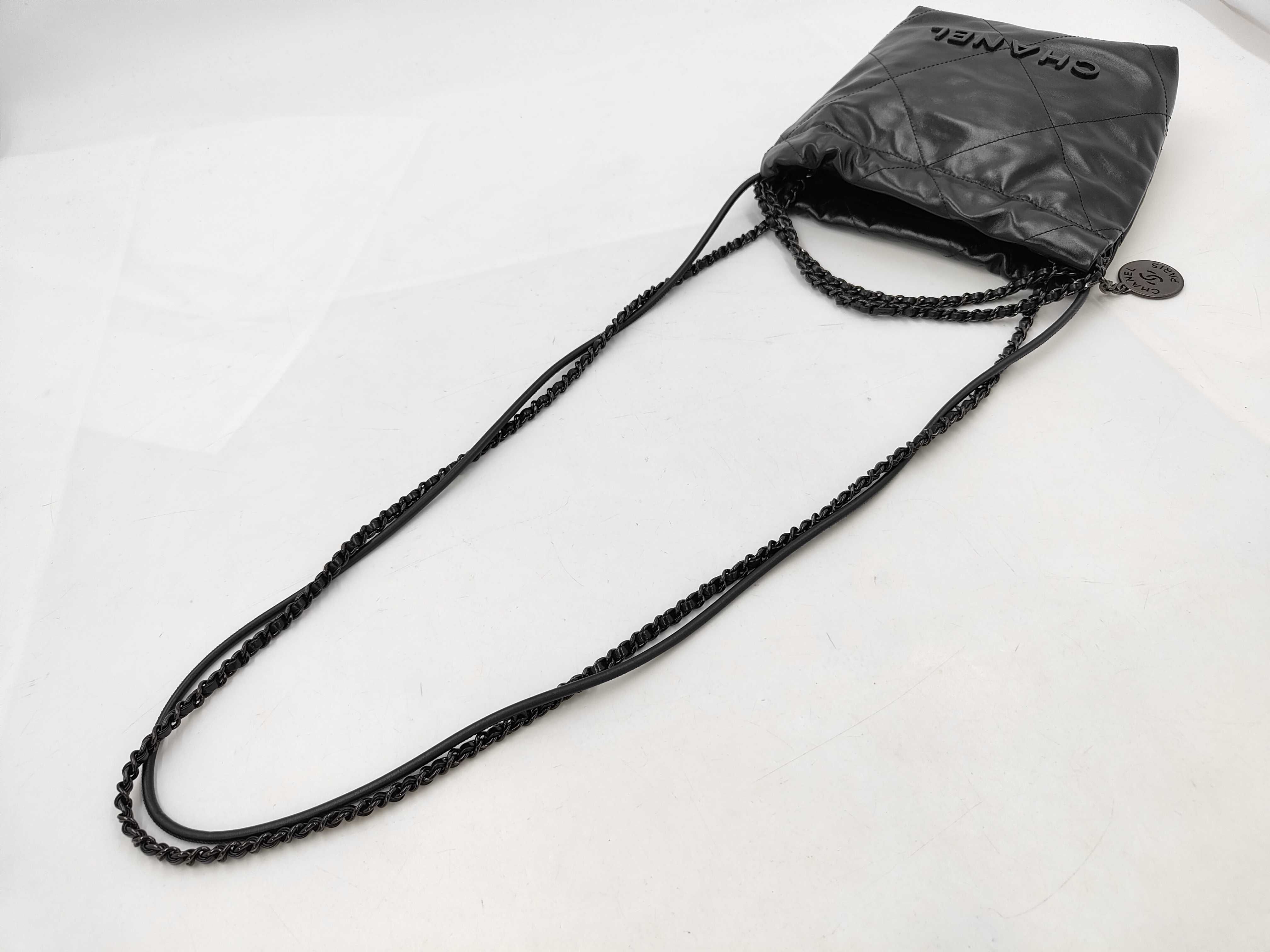 Calfskin Chanel 22 Mini So Black Shoulder Bag with Black Hardware — view 5