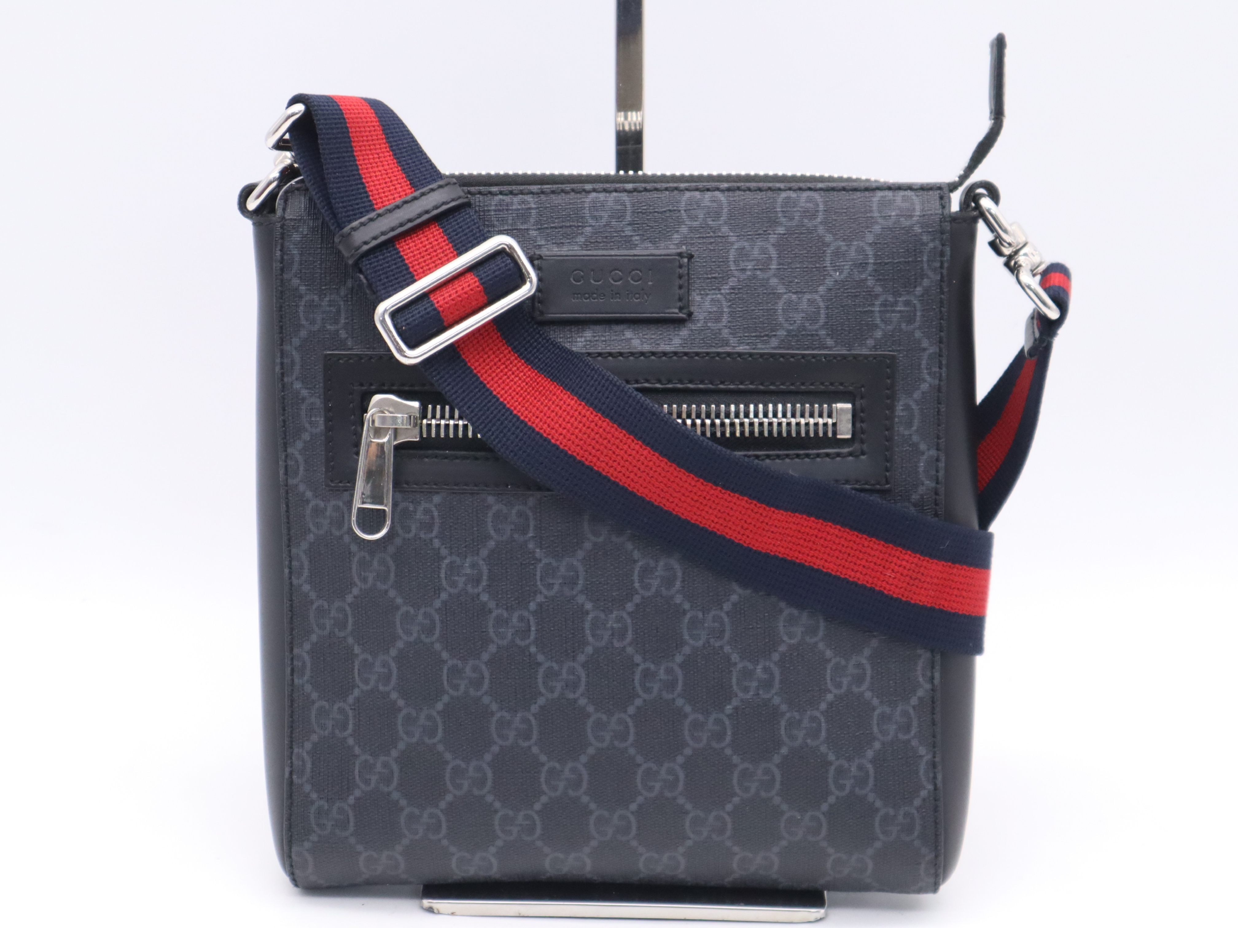 523599 PVC GG Supreme Sherry Shoulder Bag Black Red Silver Hardware Shoulder Bag