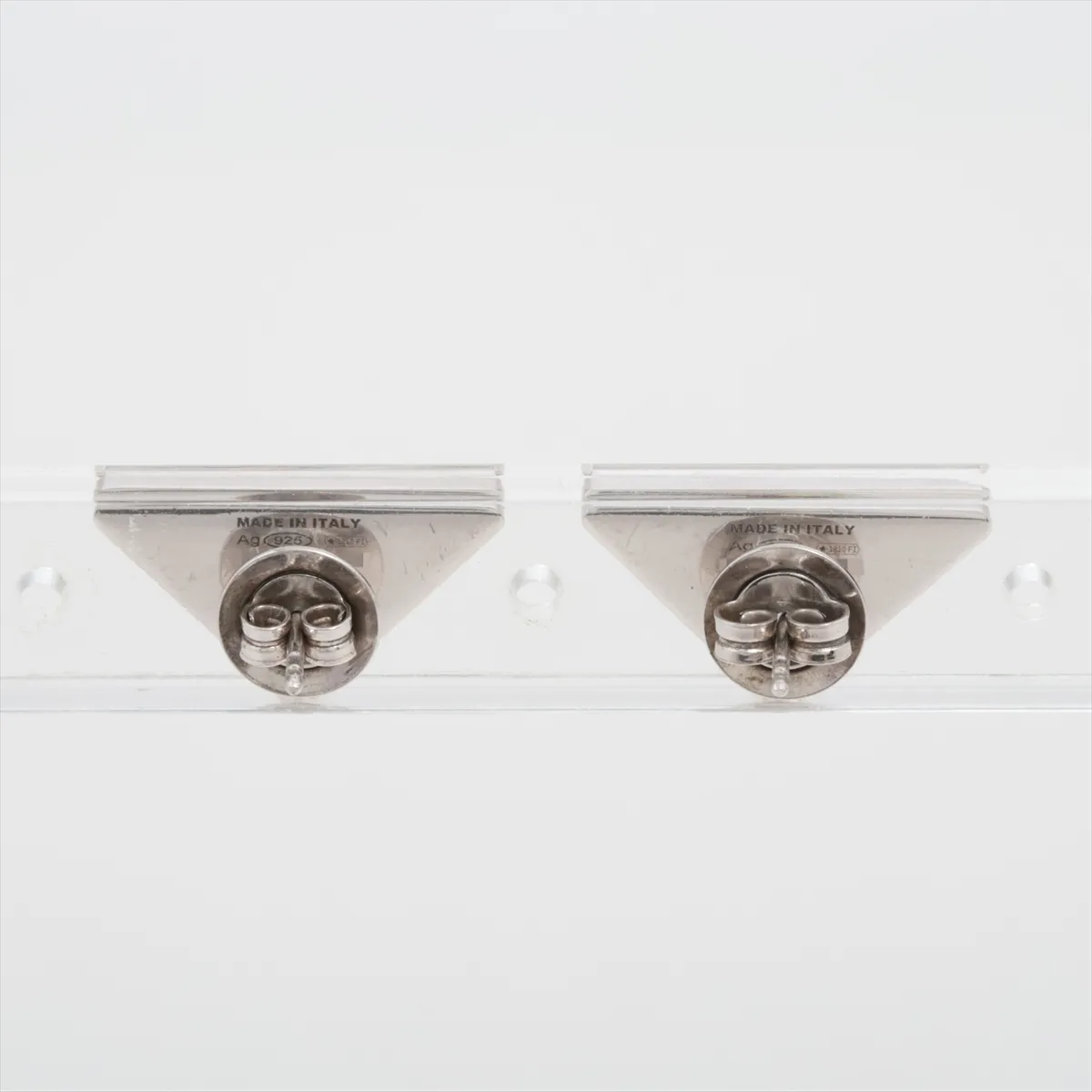 Triangle Logo Earrings (Pair) 925 Sterling Silver 4.8g — view 2