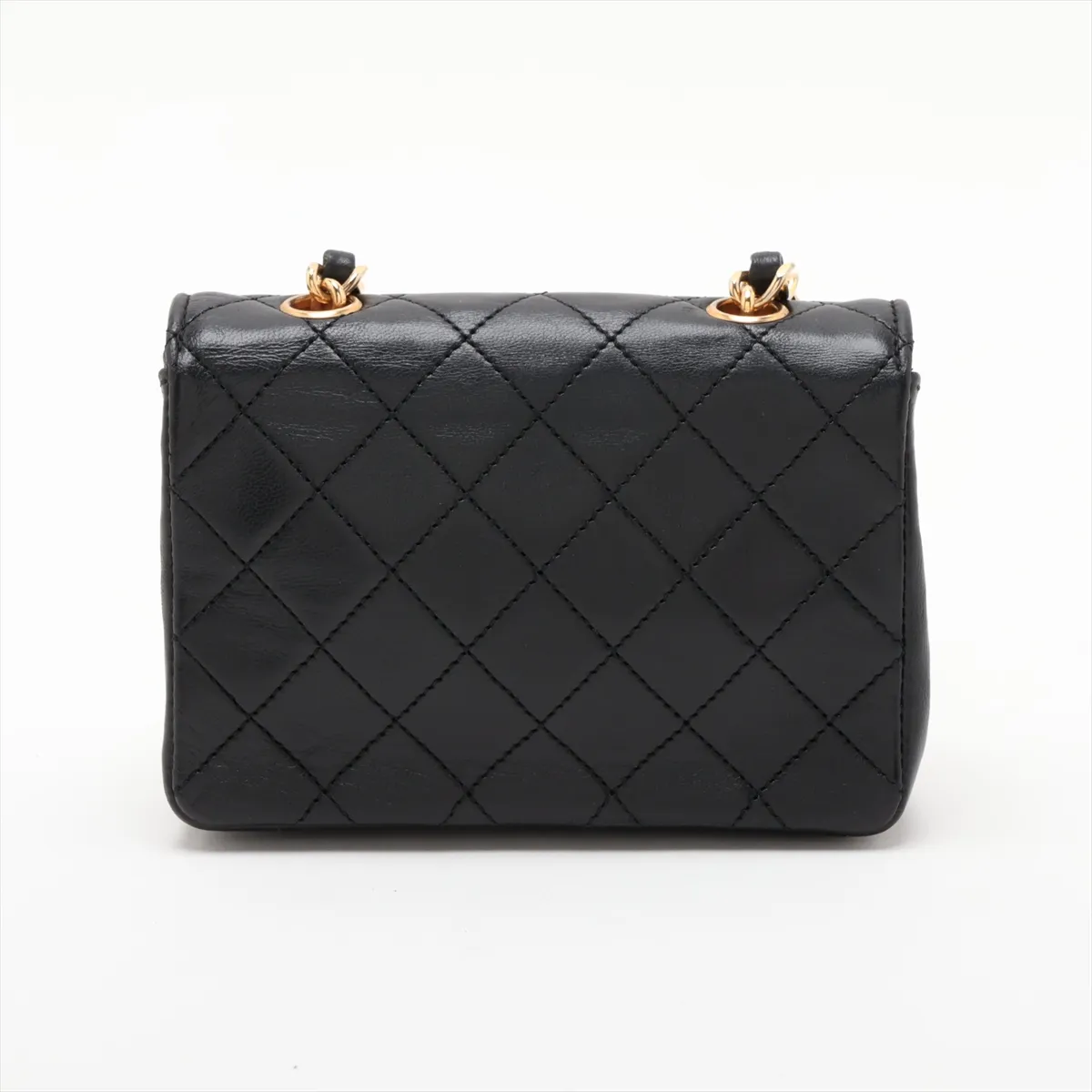 Mini Matelassé Lambskin Chain Shoulder Bag, Black with Gold Hardware, Item No. 1636450 — view 2