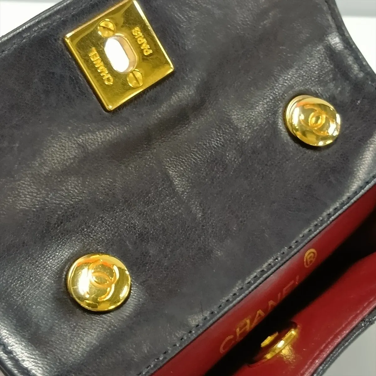 Mini Matelassé Lambskin Chain Shoulder Bag, Black with Gold Hardware, Item No. 1636450 — view 11