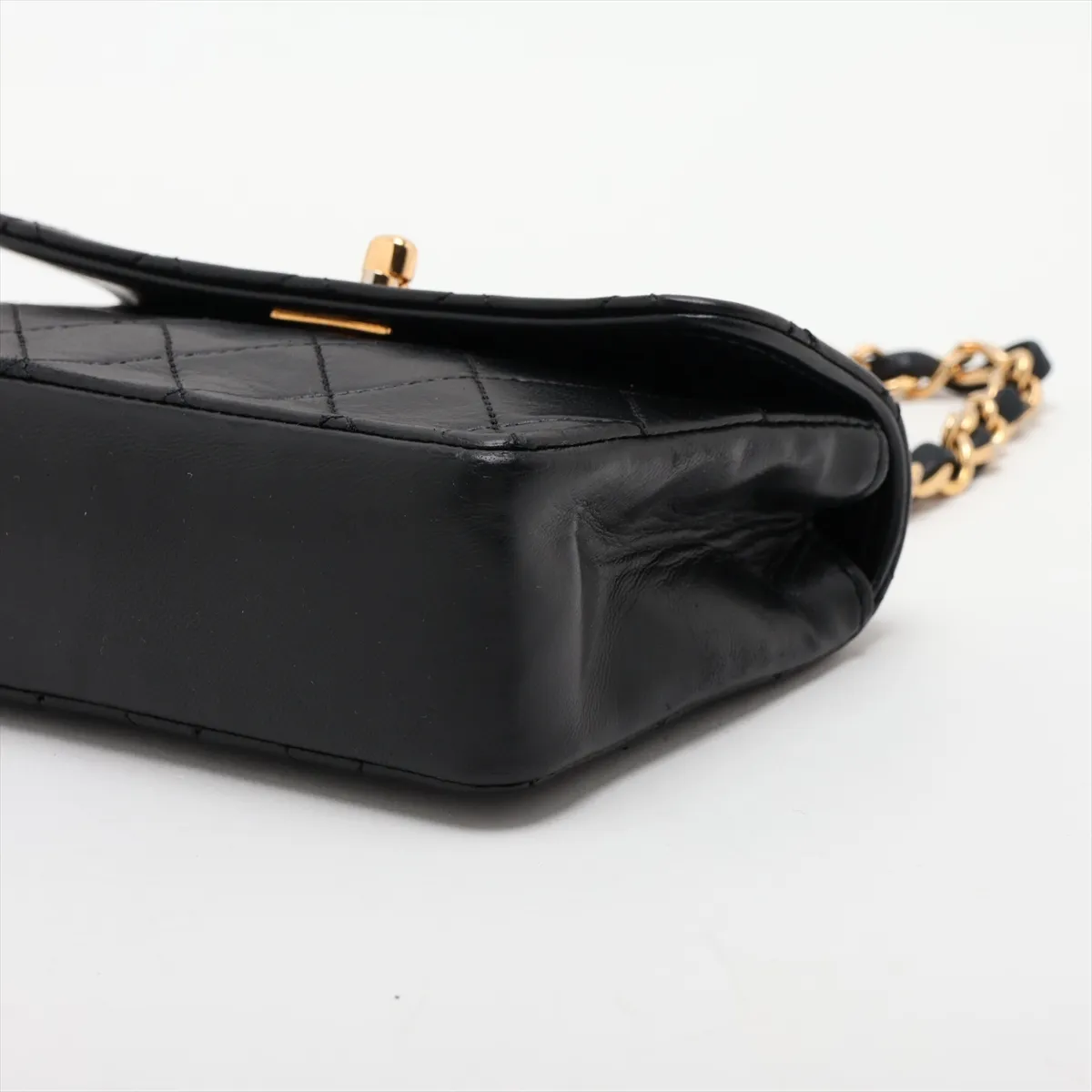 Mini Matelassé Lambskin Chain Shoulder Bag, Black with Gold Hardware, Item No. 1636450 — view 3