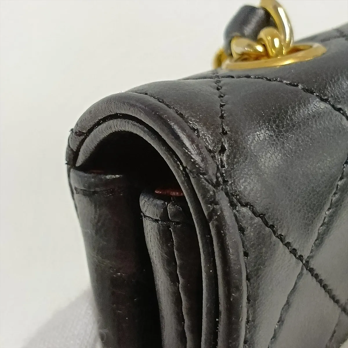 Mini Matelassé Lambskin Chain Shoulder Bag, Black with Gold Hardware, Item No. 1636450 — view 8
