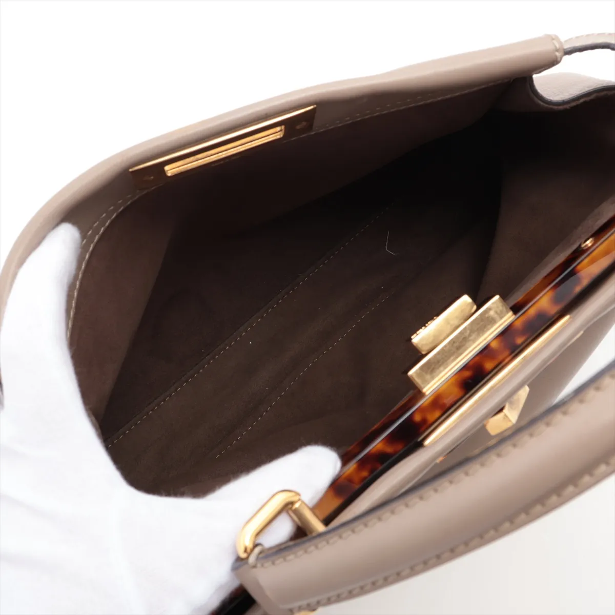 Peekaboo Regular Leather 2WAY Handbag Beige 8BN290 — view 9