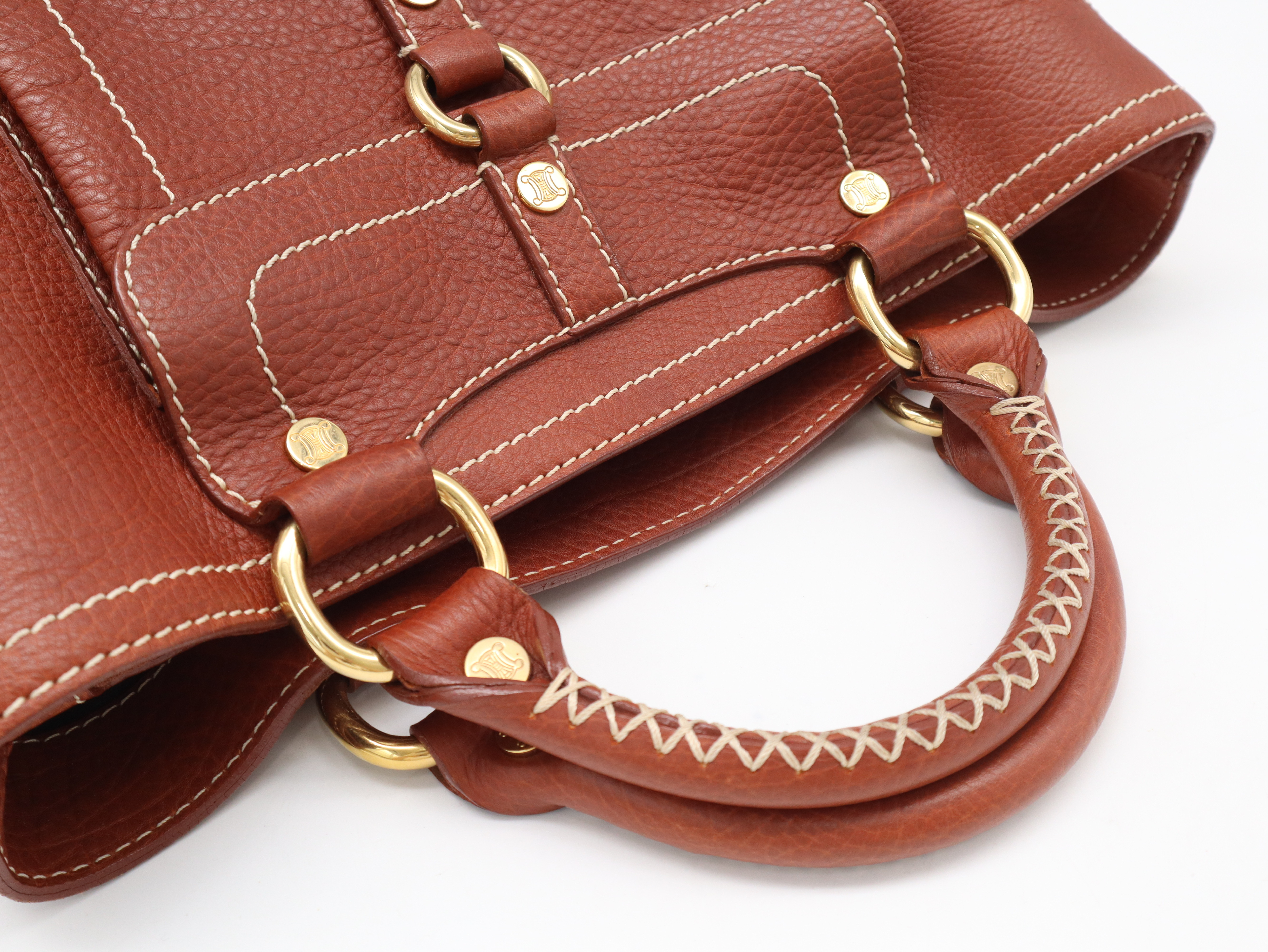 Leather Handbag, Brown, with Dust Bag — view 6