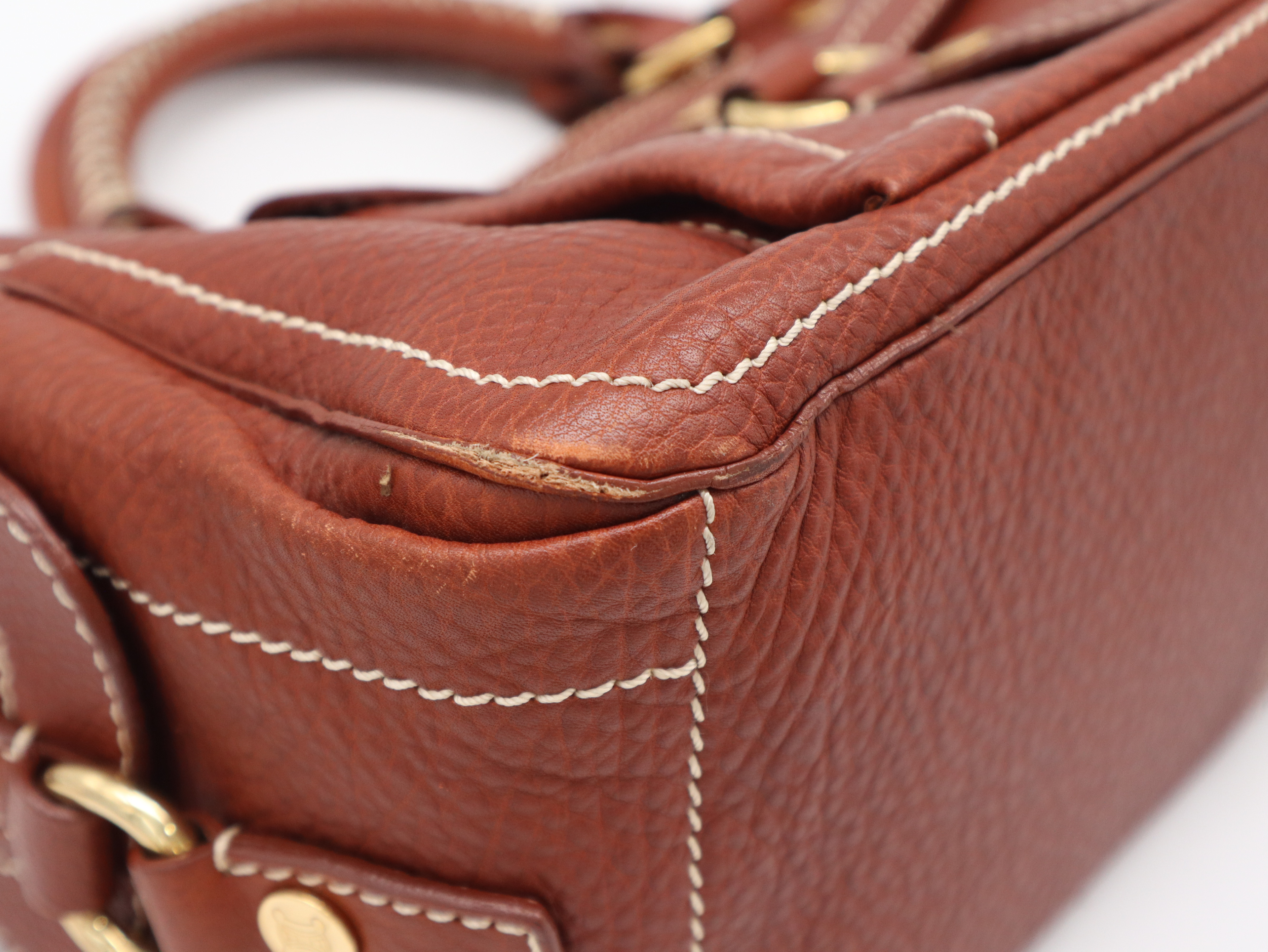 Leather Handbag, Brown, with Dust Bag — view 9