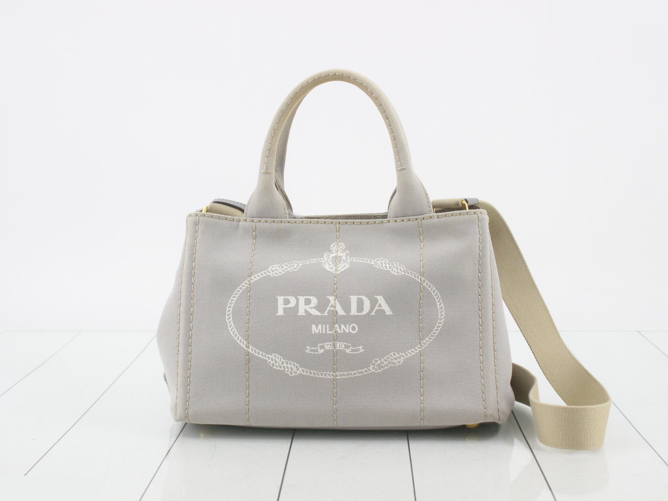Denim Canapa Tote Bag, Gray, Gold Hardware, Includes Shoulder Strap, Card Holder, and Dust Bag